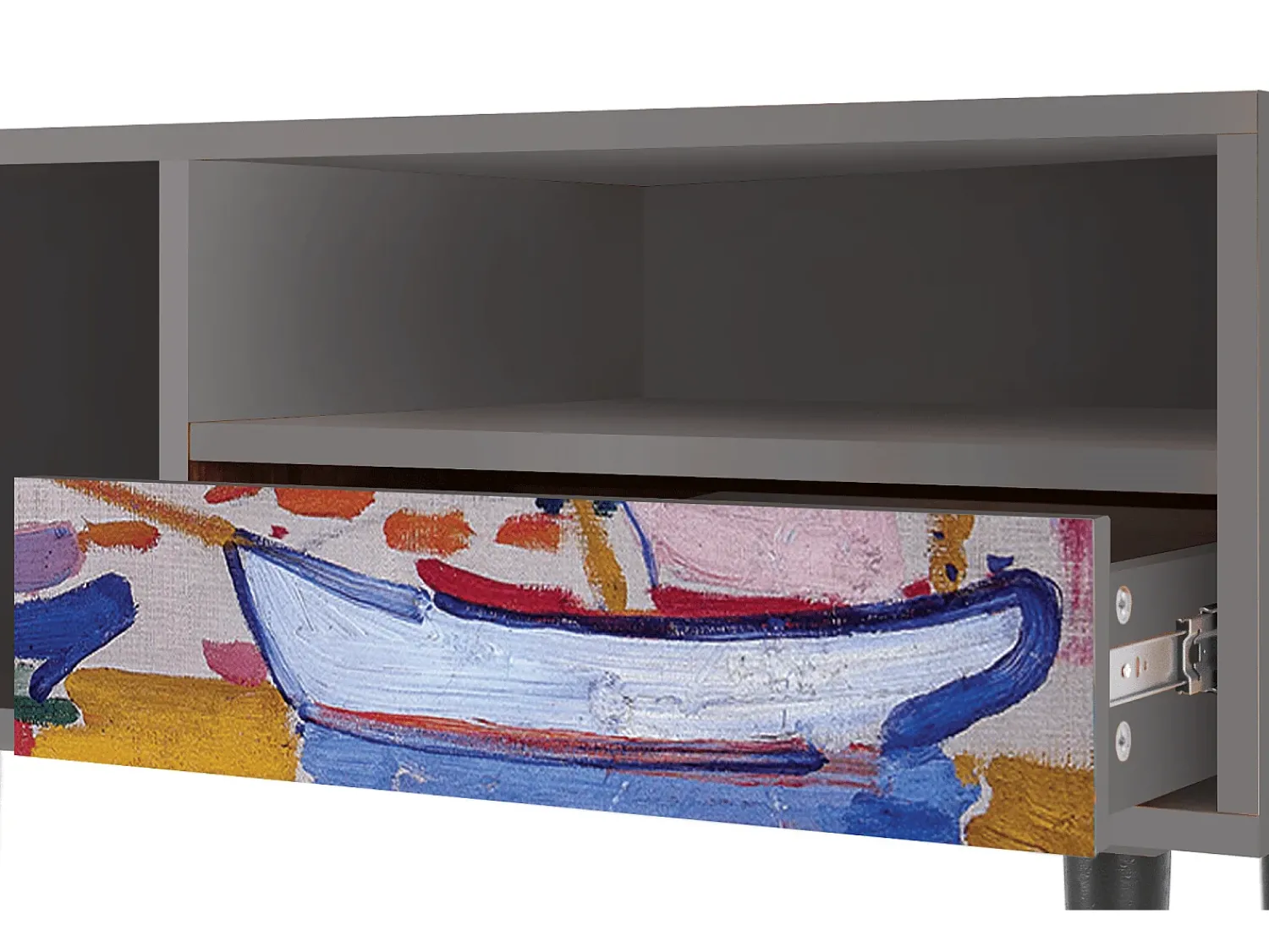 Móvel De Tv* Mueble de TV - 115х59х48 cm - T3 - The Port of Collioure , Cinza Cinzento