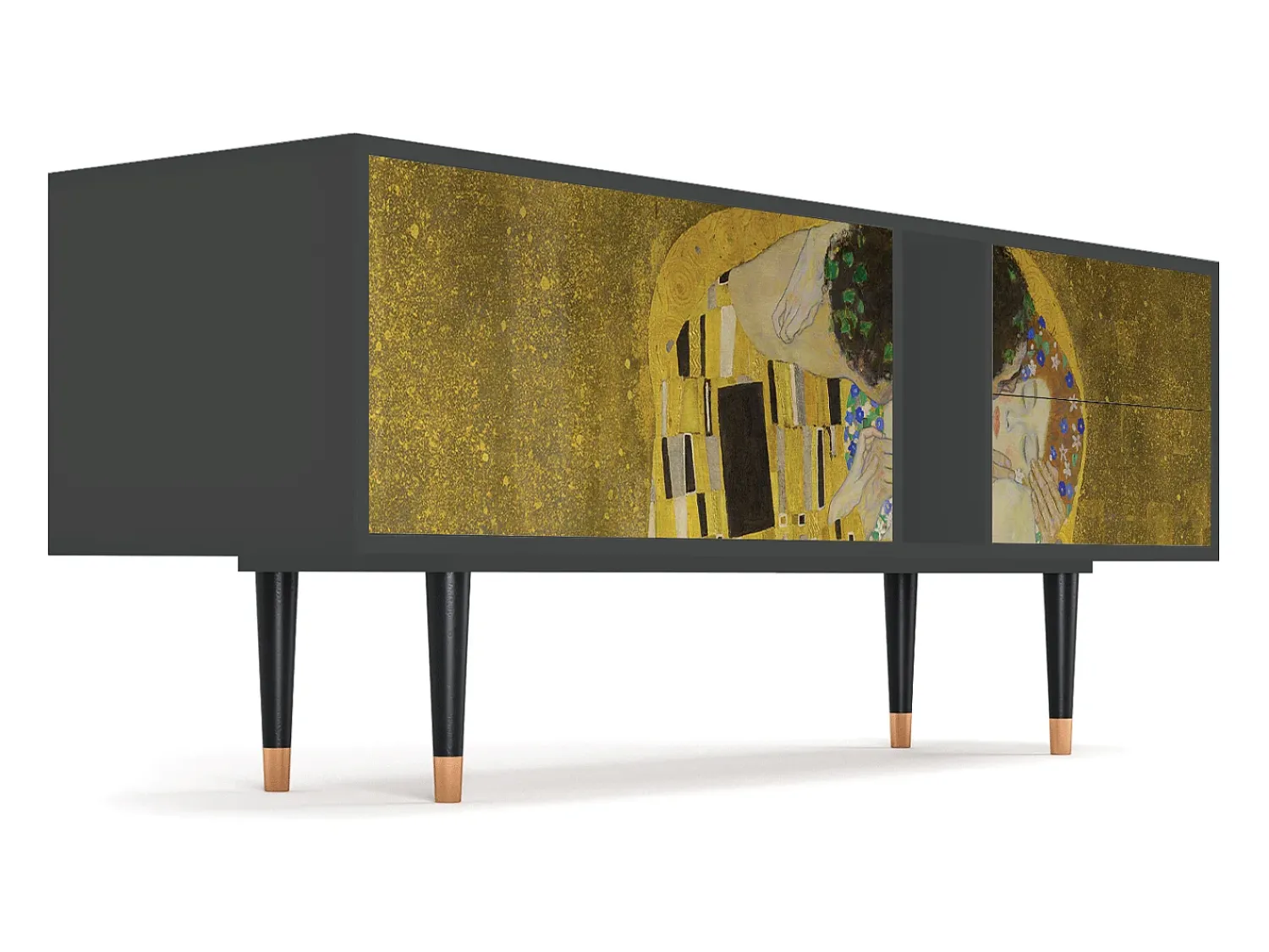 Móvel De Tv* Mueble de TV - 170х69х48 cm - T1 - The Kiss by Klimt , Antracite Cinza antracite