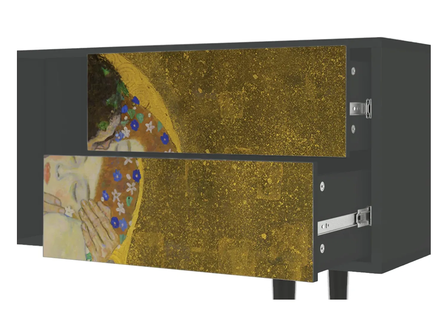 Móvel De Tv* Mueble de TV - 170х69х48 cm - T1 - The Kiss by Klimt , Antracite Cinza antracite