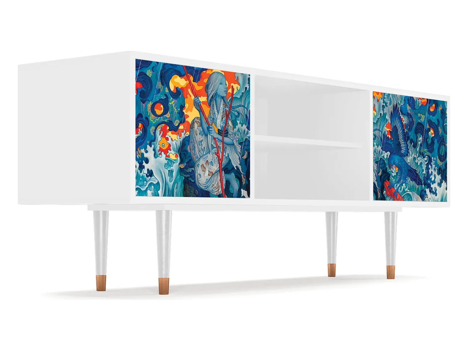 New Mueble de TV - 170х69х48 cm - T2 - The Girl - James Jean, Branco Bege