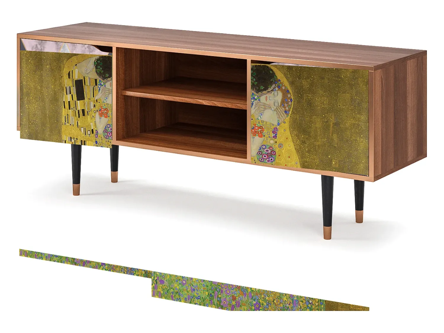Móvel De Tv* Mueble de TV - 170х69х48 cm - T2 - The Kiss by Klimt , Nogueira Castanho