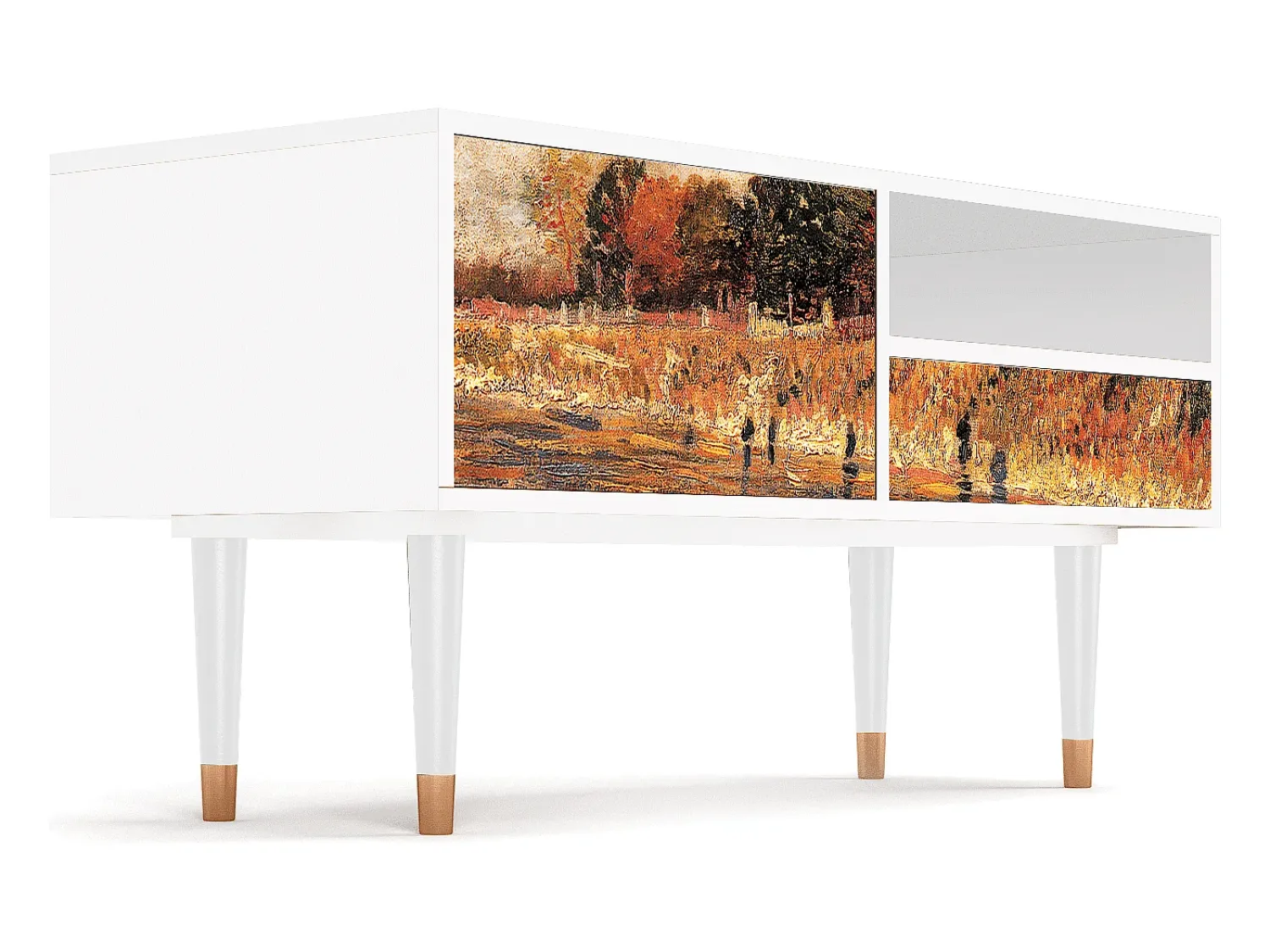 Móvel De Tv* Mueble de TV - 115х59х48 cm - T3 - The Banks, Branco Bege