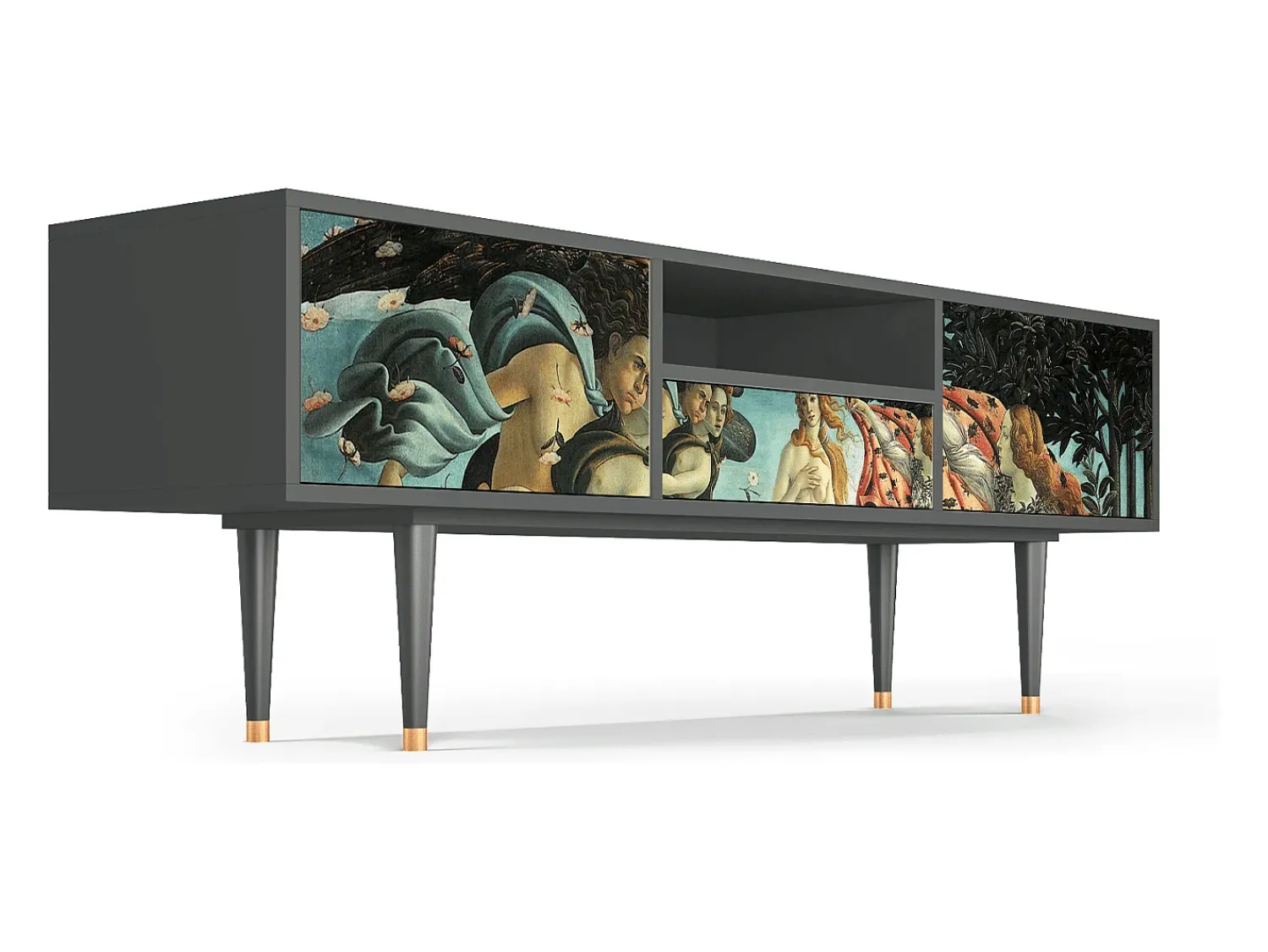 Outlet Mueble de TV - 170х59х41 cm - T6 - The Birth of Venus, Antracite Cinza antracite