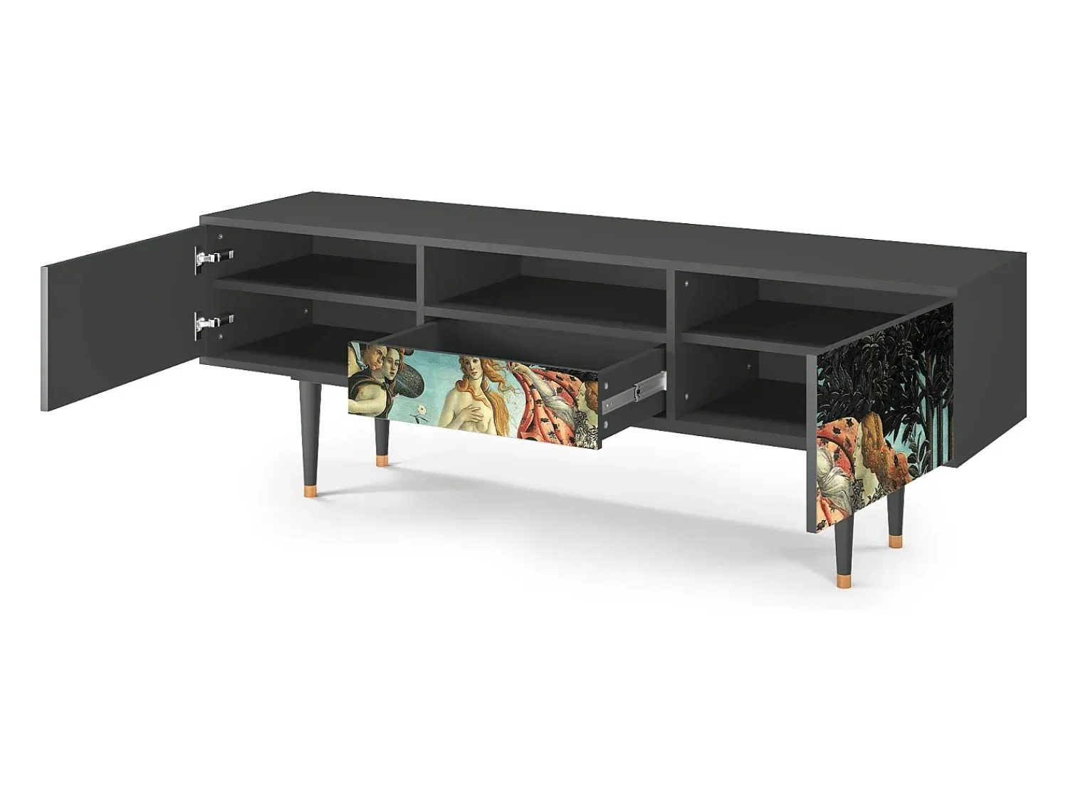 Outlet Mueble de TV - 170х59х41 cm - T6 - The Birth of Venus, Antracite Cinza antracite