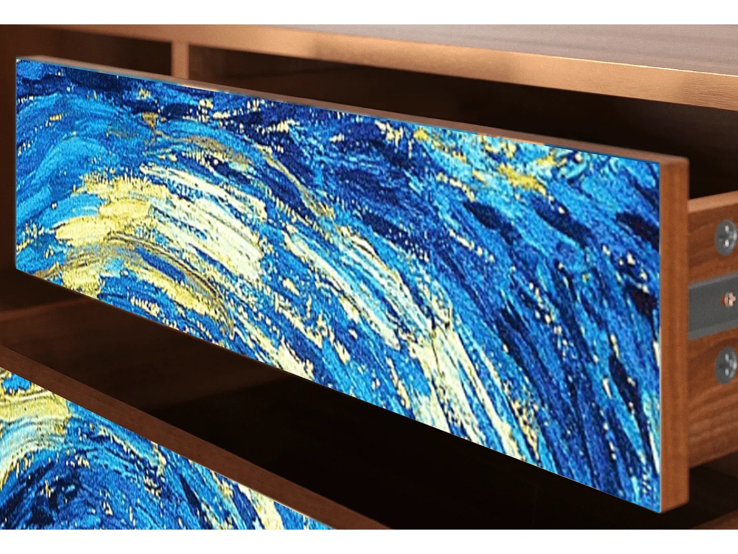 Móvel De Tv* Mueble de TV - 170х59х48 cm - T4 - The Starry Night , Nogueira Castanho