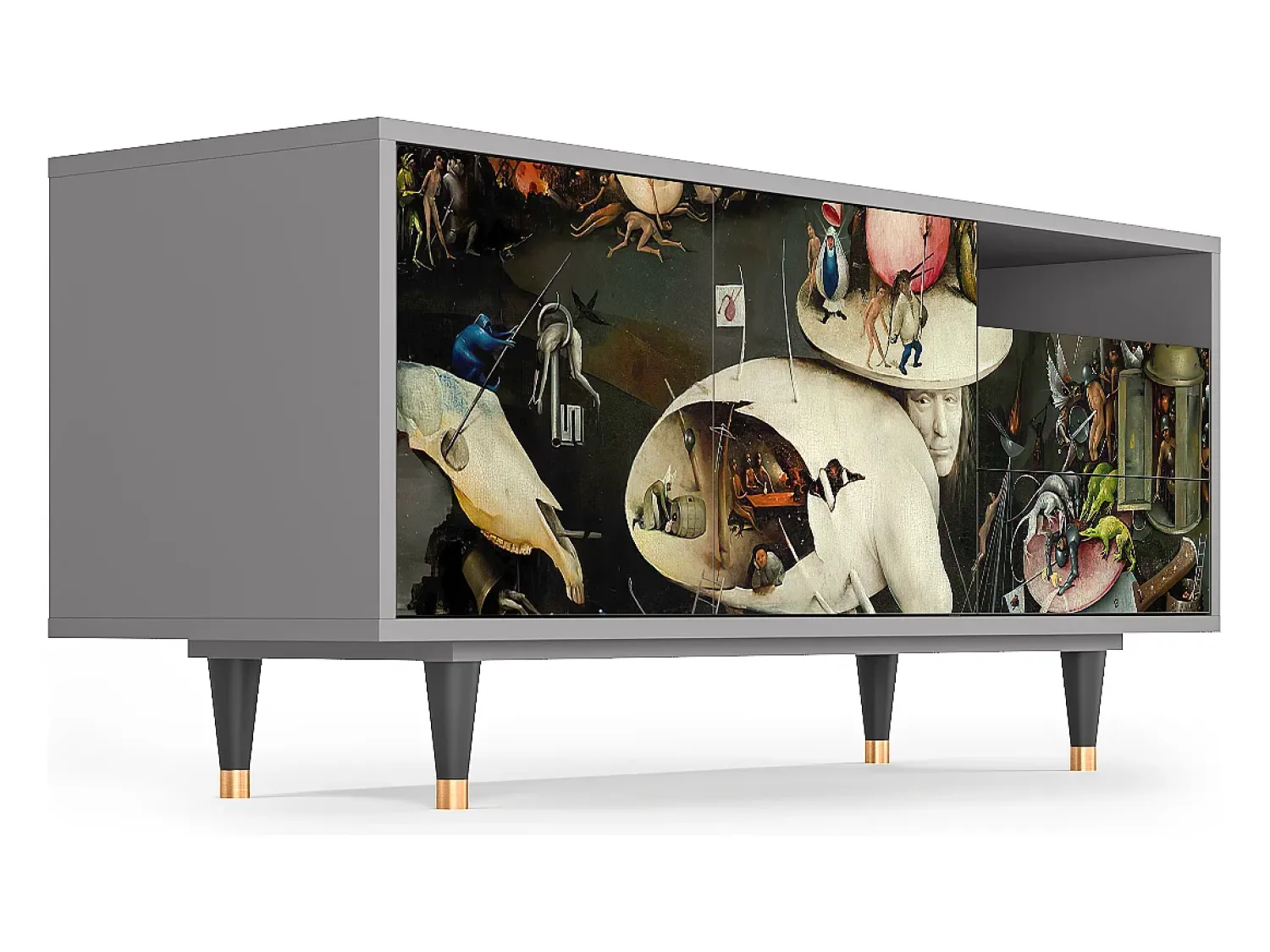 Móvel De Tv| Mueble de TV - 125х56х41 cm - T7 - The Garden 2, Cinza Cinzento