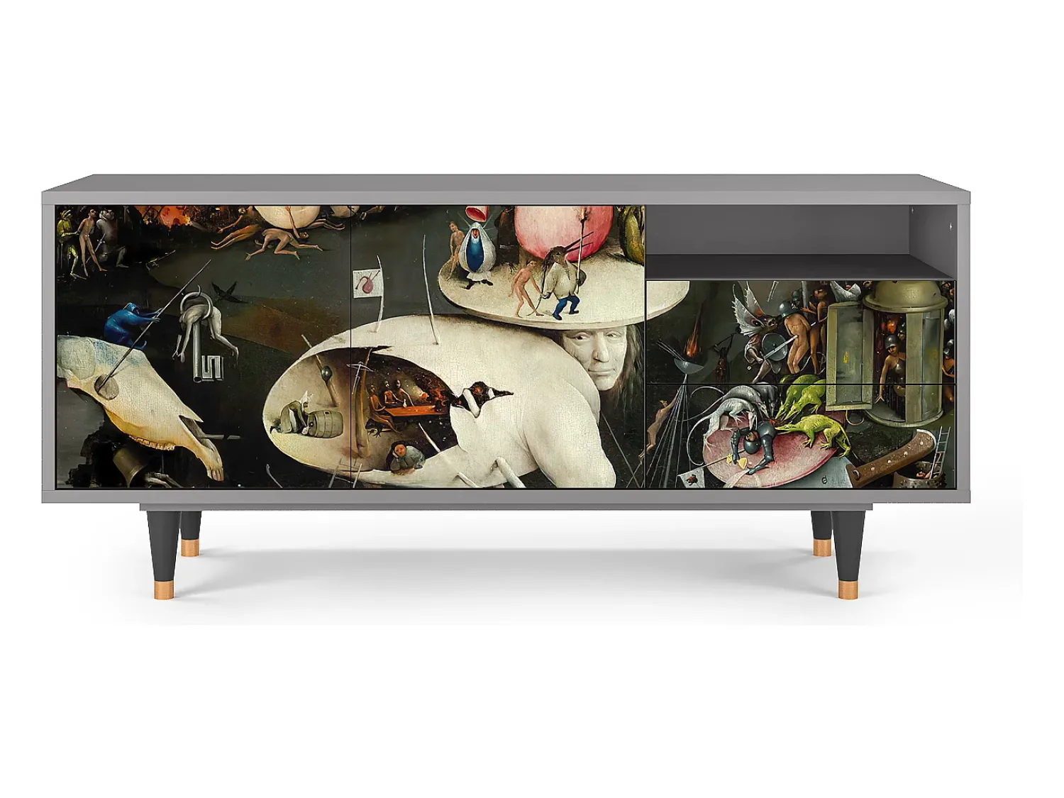 Móvel De Tv| Mueble de TV - 125х56х41 cm - T7 - The Garden 2, Cinza Cinzento