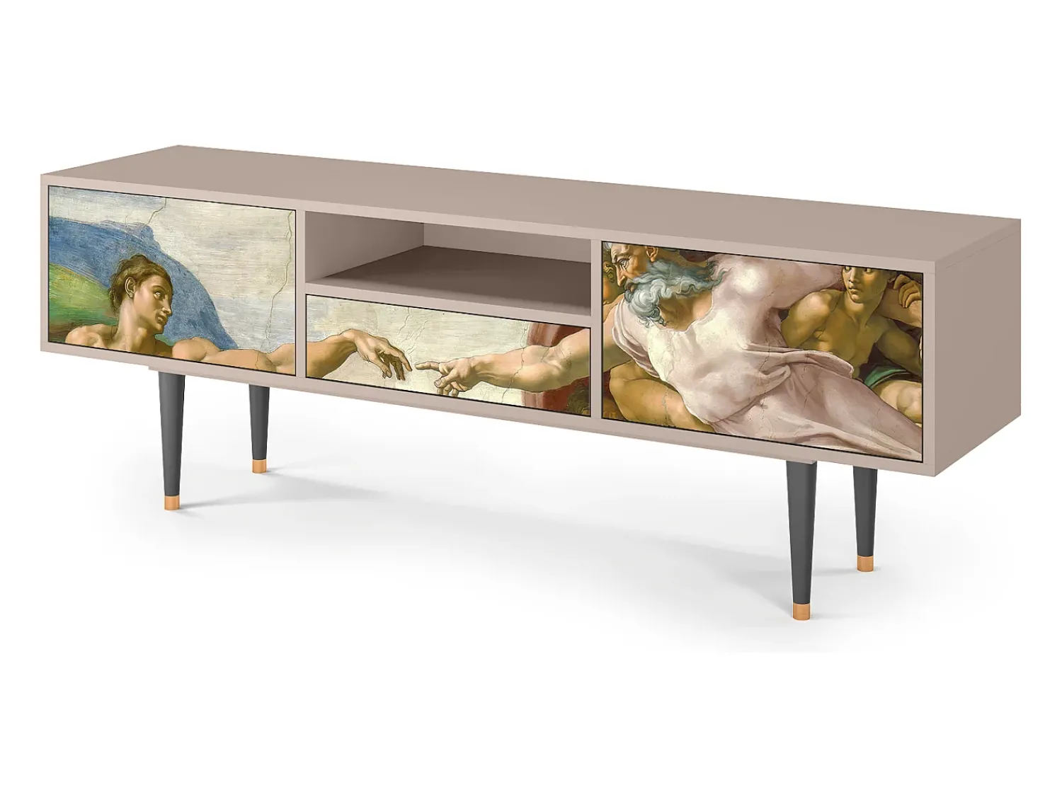 Hot Mueble de TV - 170х59х41 cm - T6 - The Creation of Adam, Areia Bege