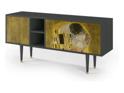 Móvel De Tv* Mueble de TV - 150х69х41 cm - T5 - The Kiss by Klimt , Antracite Cinza antracite