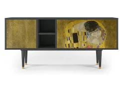 Móvel De Tv* Mueble de TV - 150х69х41 cm - T5 - The Kiss by Klimt , Antracite Cinza antracite
