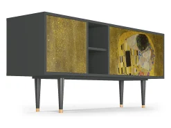 Móvel De Tv* Mueble de TV - 150х69х41 cm - T5 - The Kiss by Klimt , Antracite Cinza antracite