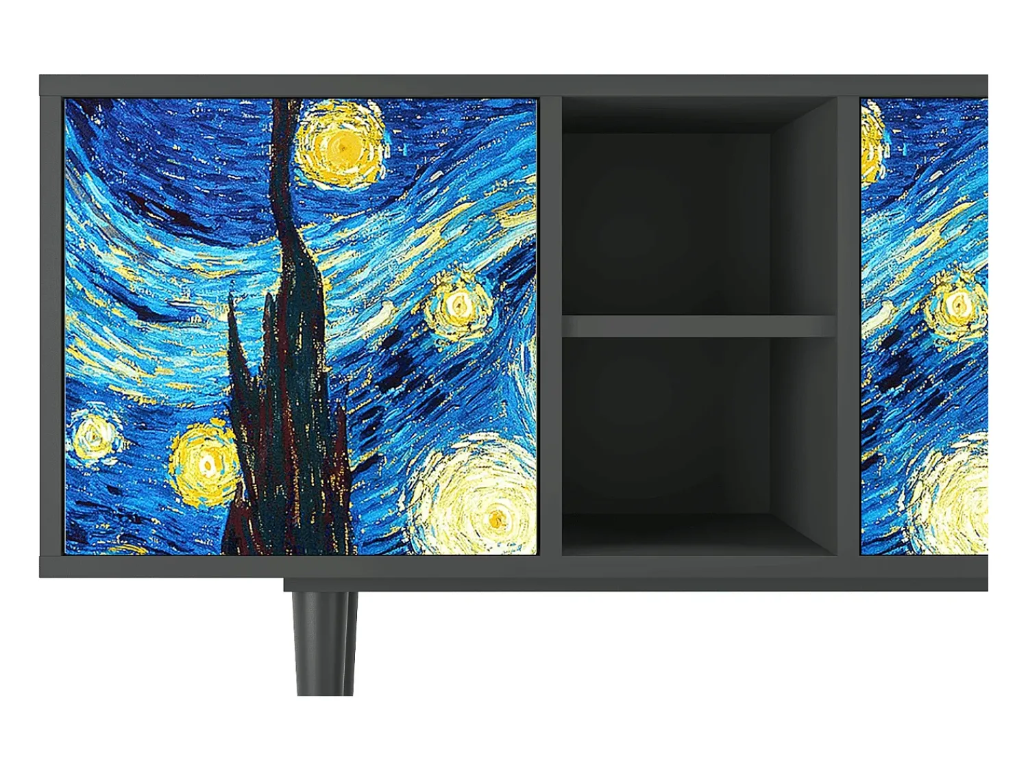 Móvel De Tv| Mueble de TV - 150х69х41 cm - T5 - The Starry Night , Antracite Cinza antracite