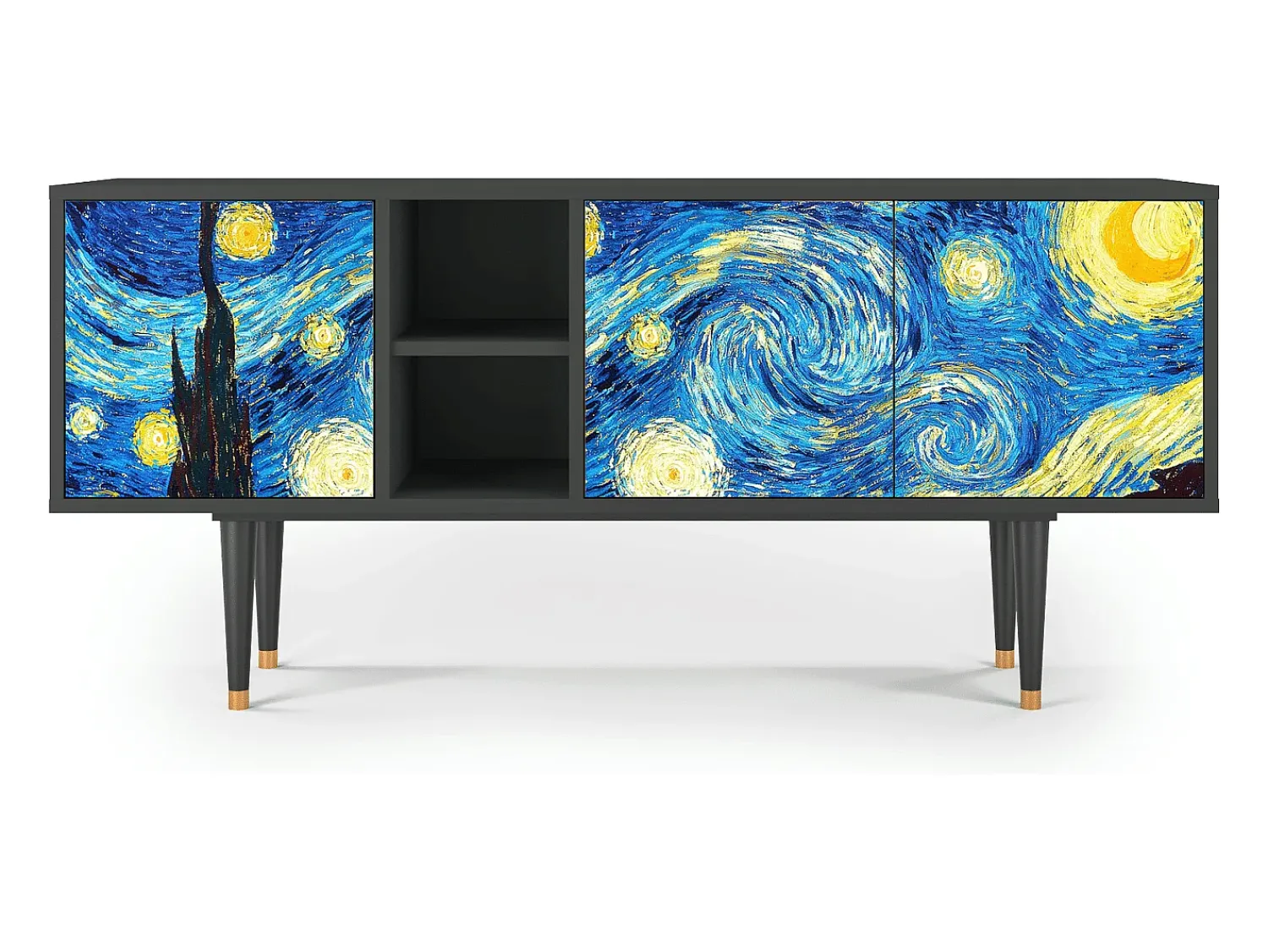 Móvel De Tv| Mueble de TV - 150х69х41 cm - T5 - The Starry Night , Antracite Cinza antracite