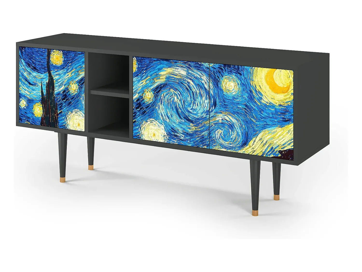 Móvel De Tv| Mueble de TV - 150х69х41 cm - T5 - The Starry Night , Antracite Cinza antracite