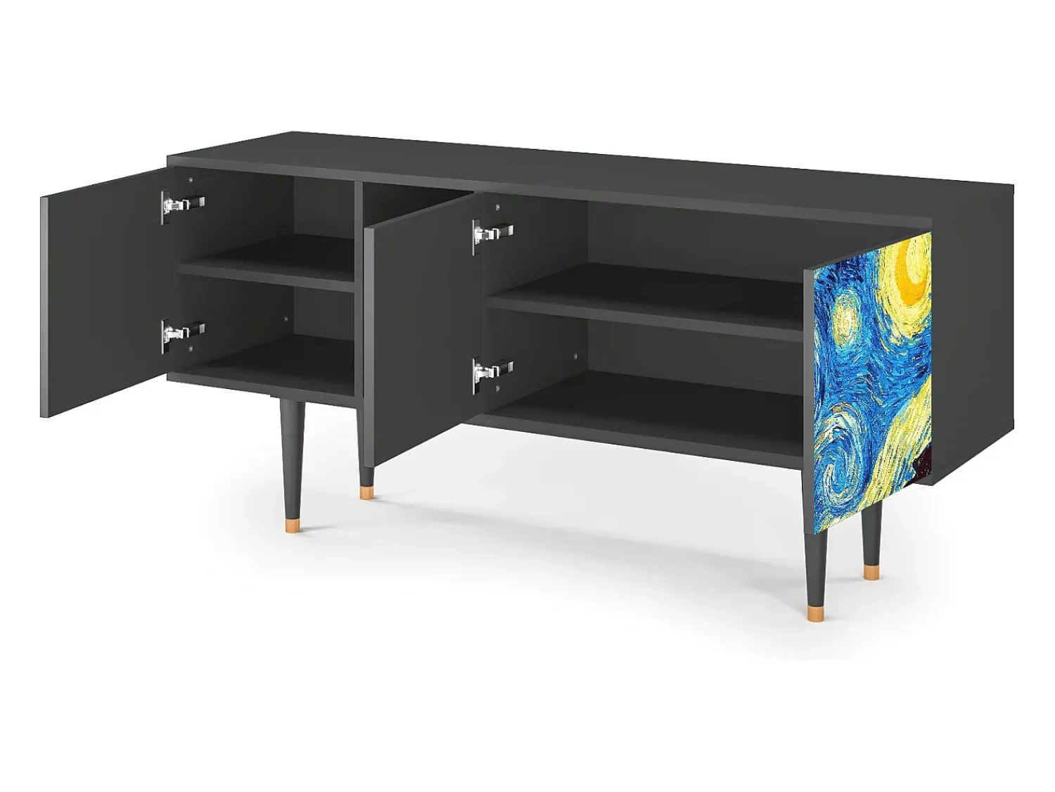 Móvel De Tv| Mueble de TV - 150х69х41 cm - T5 - The Starry Night , Antracite Cinza antracite