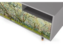 Best Mueble de TV - 125х56х41 cm - T7 - The Branco Orchard, Cinza Cinzento