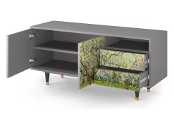 Best Mueble de TV - 125х56х41 cm - T7 - The Branco Orchard, Cinza Cinzento