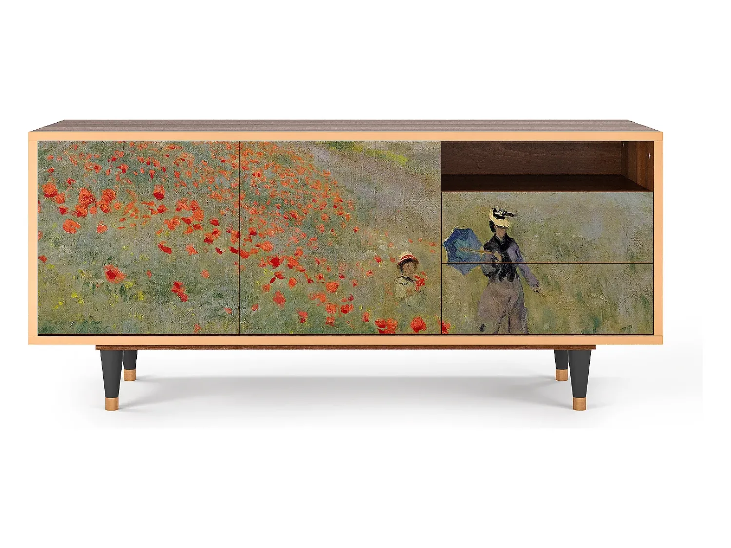 Móvel De Tv* Mueble de TV - 125х56х41 cm - T7 - The Poppy Field , Nogueira Castanho