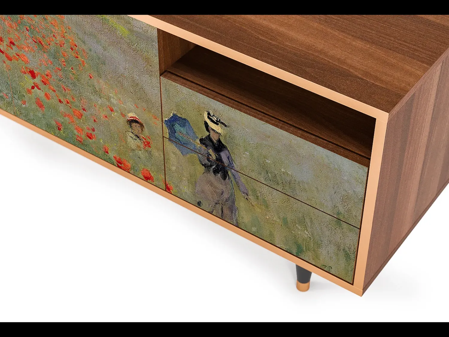 Móvel De Tv* Mueble de TV - 125х56х41 cm - T7 - The Poppy Field , Nogueira Castanho