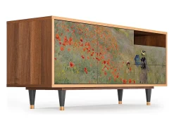 Móvel De Tv* Mueble de TV - 125х56х41 cm - T7 - The Poppy Field , Nogueira Castanho