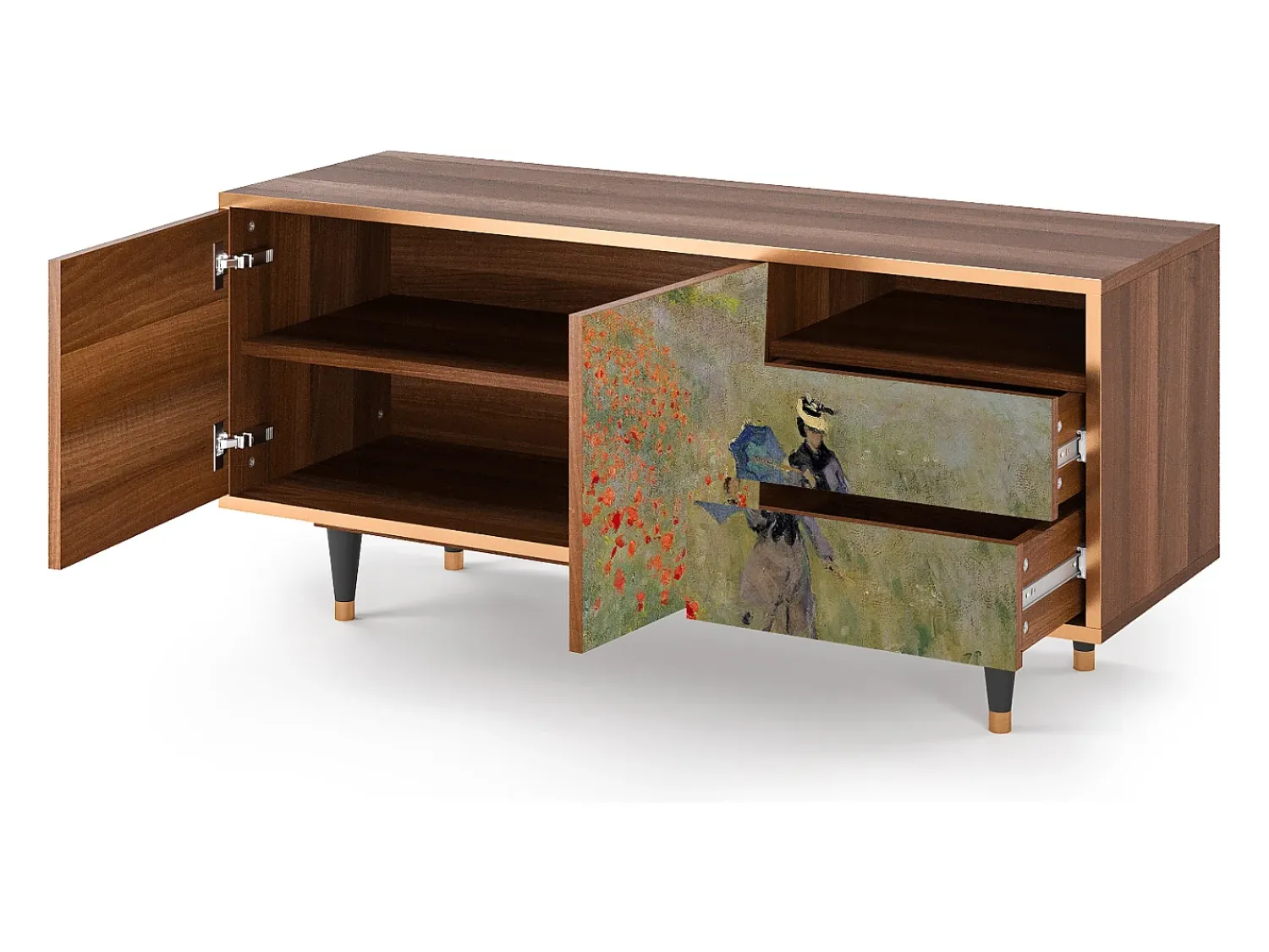 Móvel De Tv* Mueble de TV - 125х56х41 cm - T7 - The Poppy Field , Nogueira Castanho