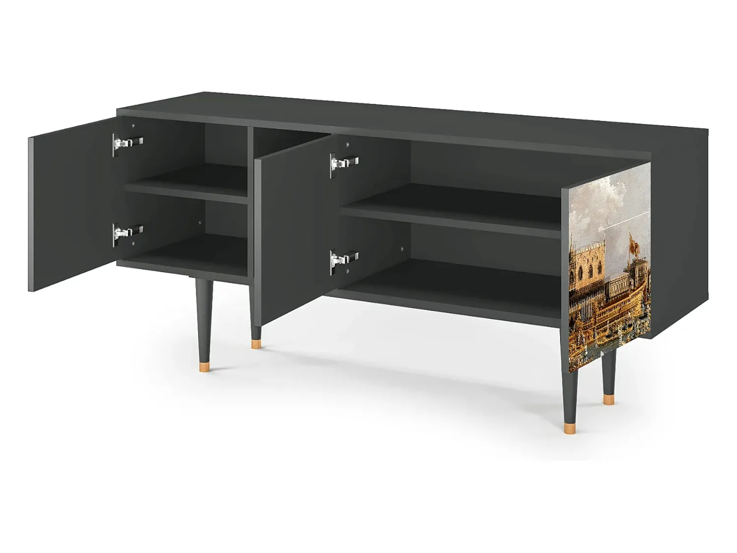 Móvel De Tv| Mueble de TV - 150х69х41 cm - T5 - The Bucintoro, Antracite Cinza antracite