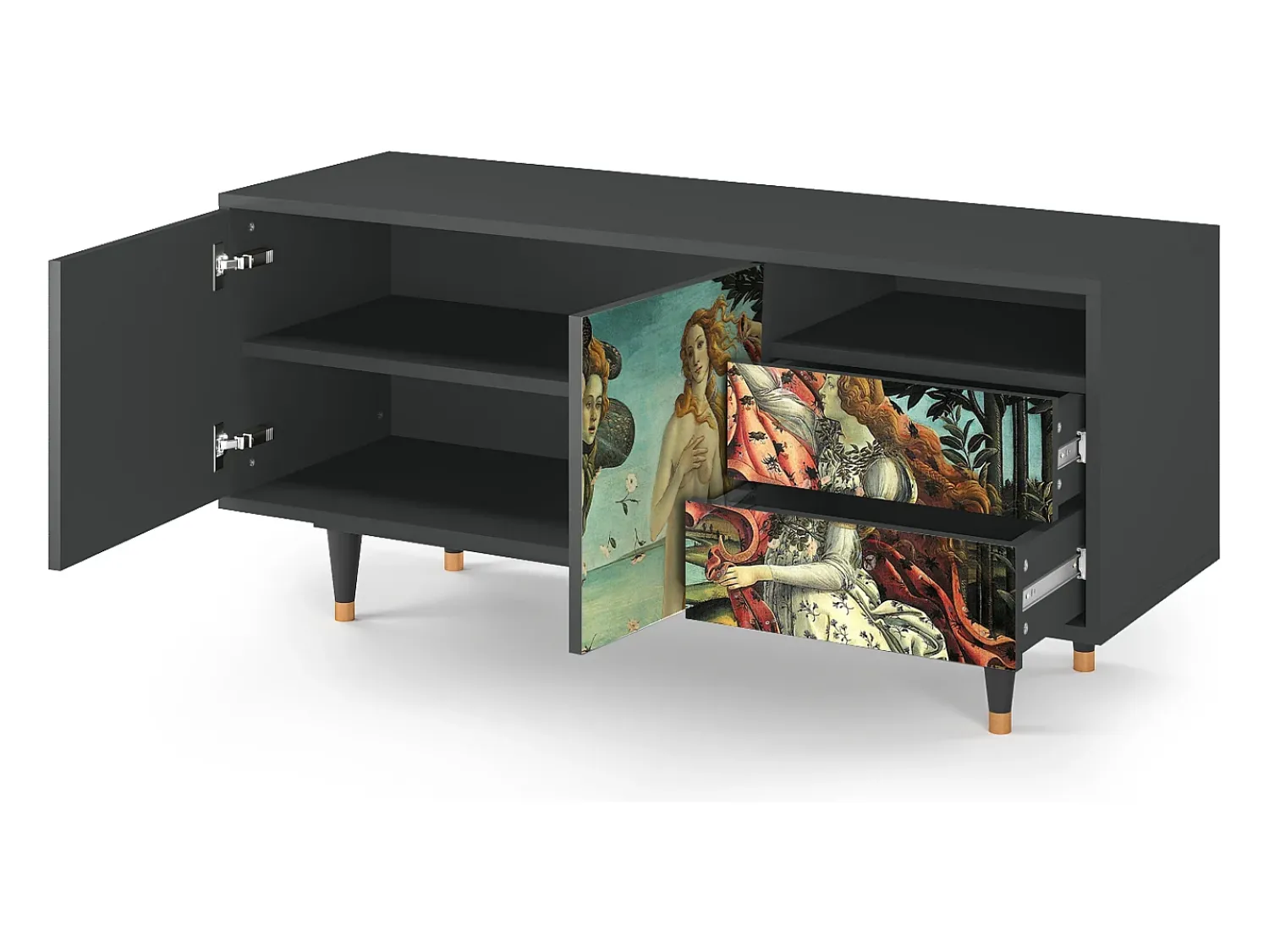Móvel De Tv| Mueble de TV - 125х56х41 cm - T7 - The Birth of Venus, Antracite Cinza antracite