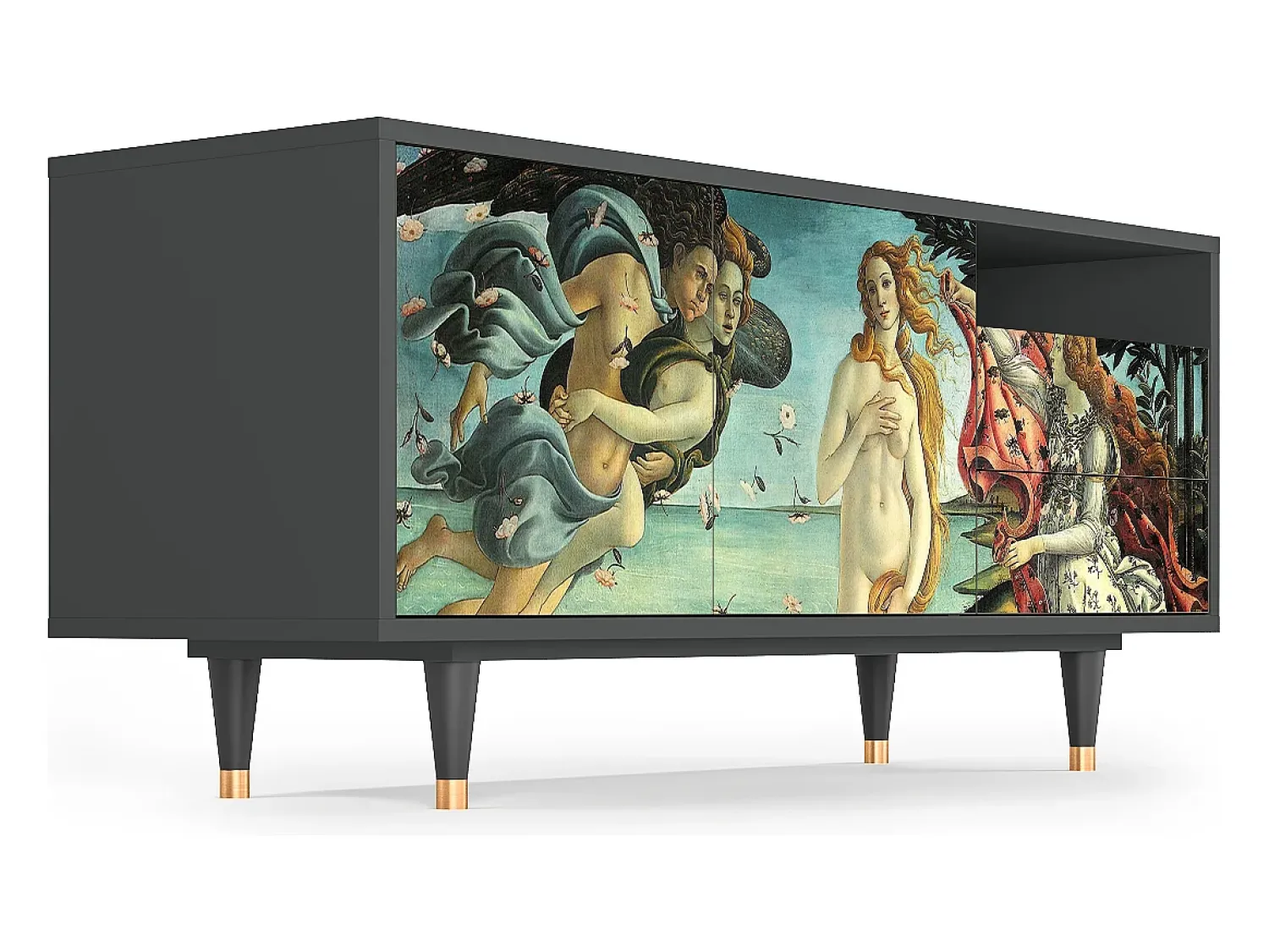Móvel De Tv| Mueble de TV - 125х56х41 cm - T7 - The Birth of Venus, Antracite Cinza antracite