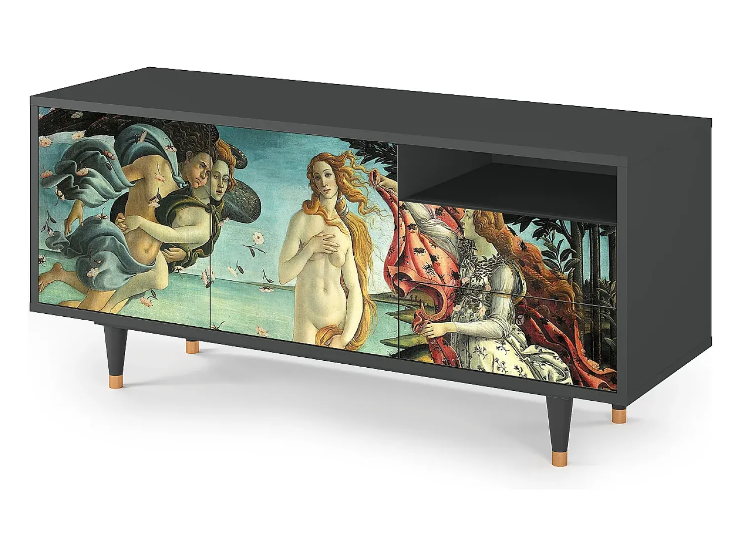 Móvel De Tv| Mueble de TV - 125х56х41 cm - T7 - The Birth of Venus, Antracite Cinza antracite