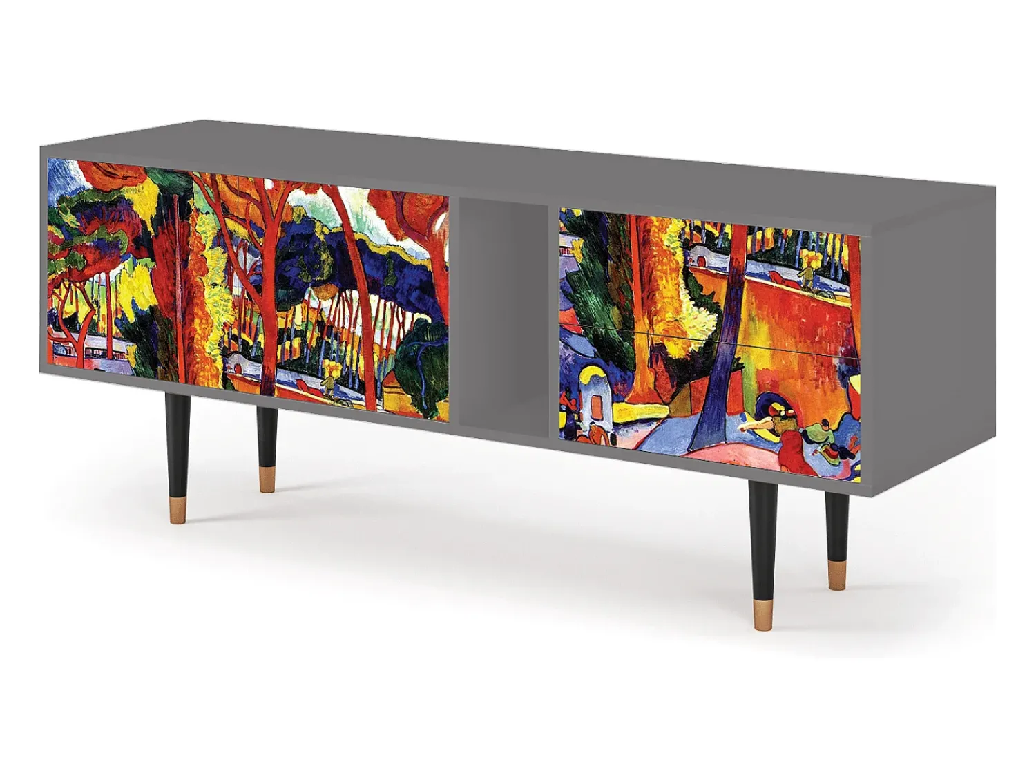 Móvel De Tv* Mueble de TV - 170х69х48 cm - T1 - The Turning Road, Cinza Cinzento