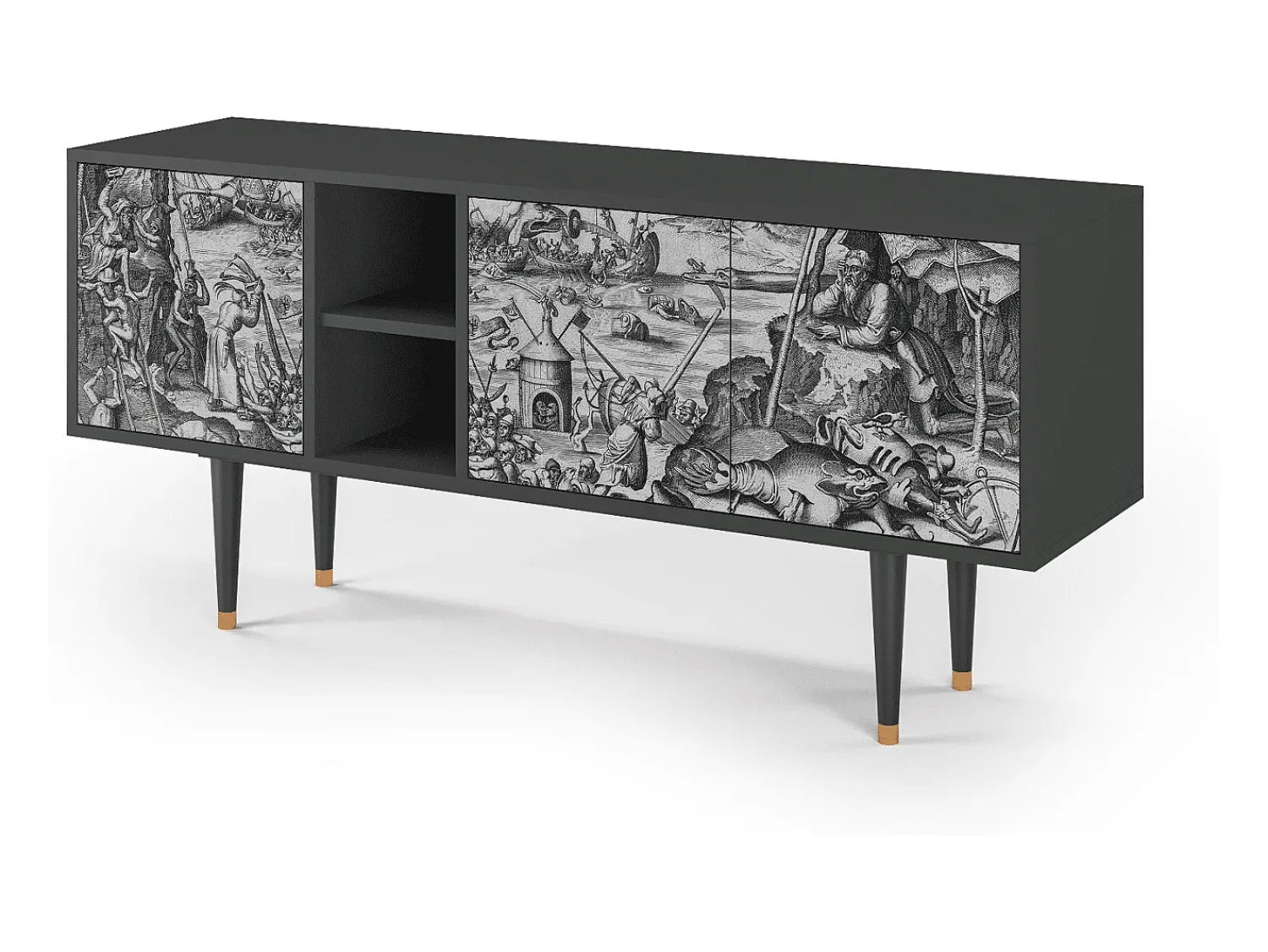 Móvel De Tv| Mueble de TV - 150х69х41 cm - T5 - The Temptation, Antracite Cinza antracite