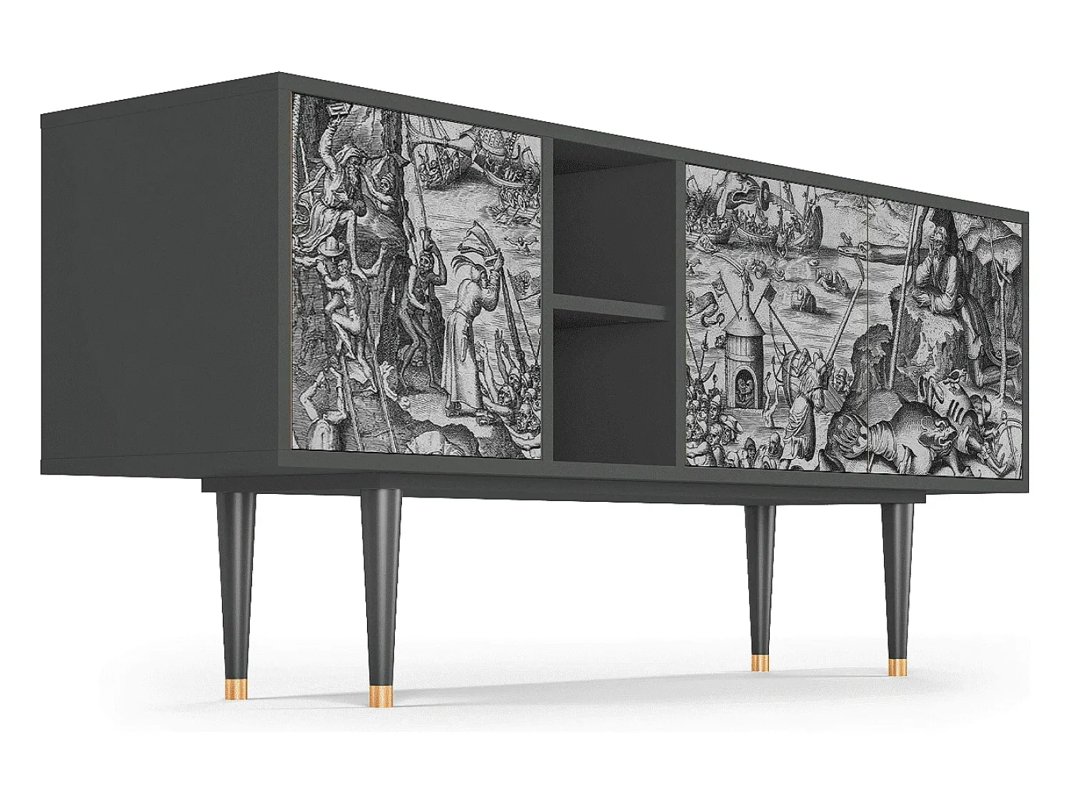 Móvel De Tv| Mueble de TV - 150х69х41 cm - T5 - The Temptation, Antracite Cinza antracite