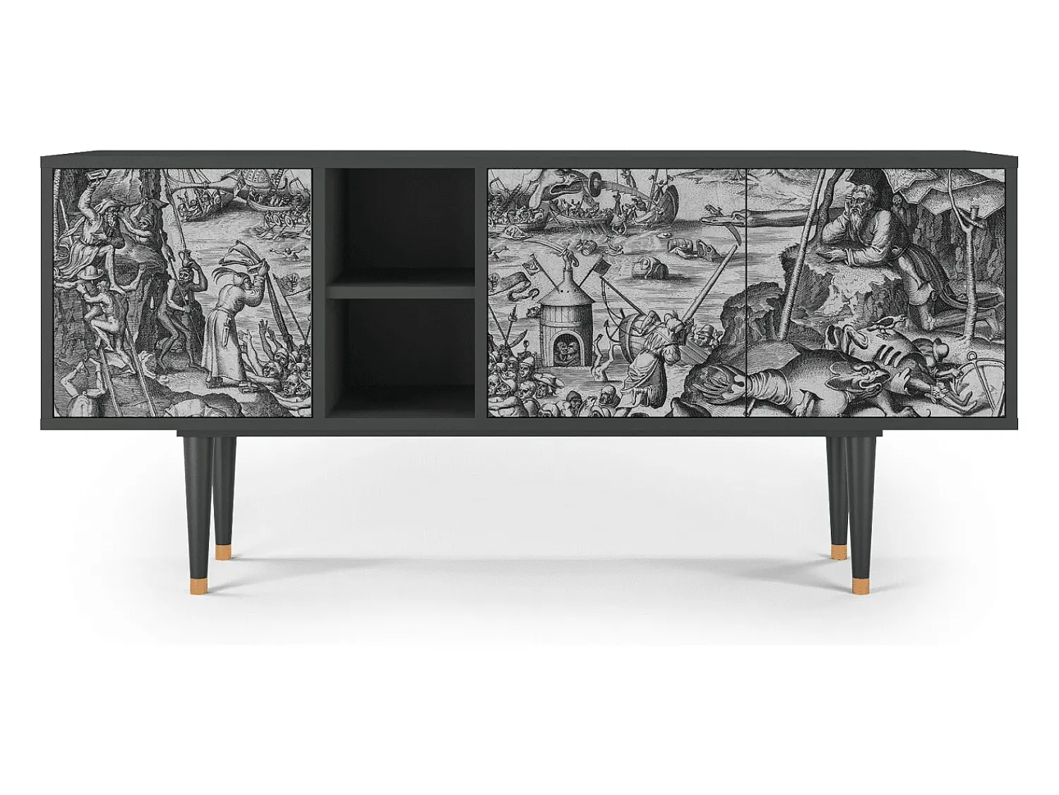 Móvel De Tv| Mueble de TV - 150х69х41 cm - T5 - The Temptation, Antracite Cinza antracite