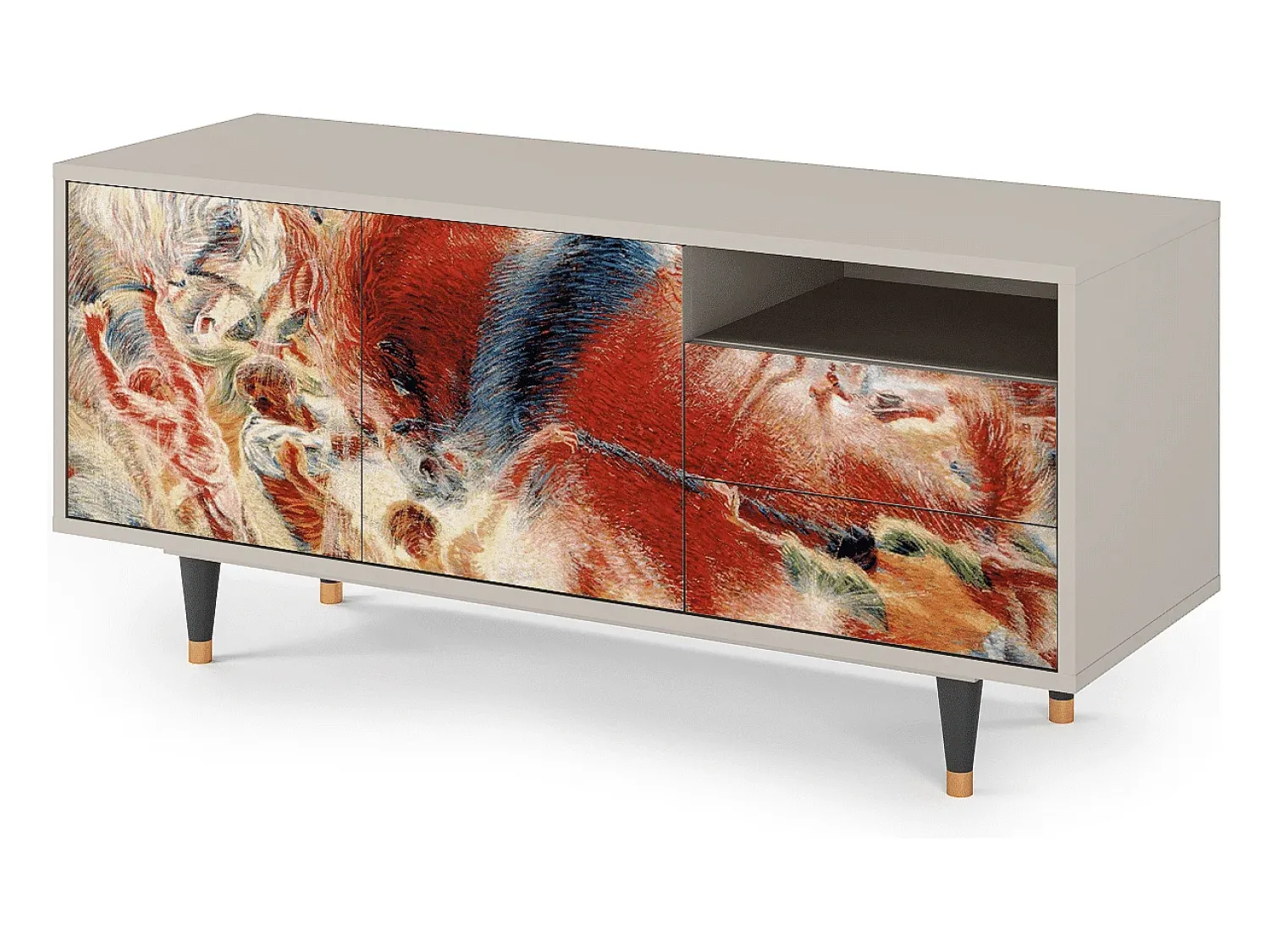 Móvel De Tv* Mueble de TV - 125х56х41 cm - T7 - The City Rises, Areia Bege
