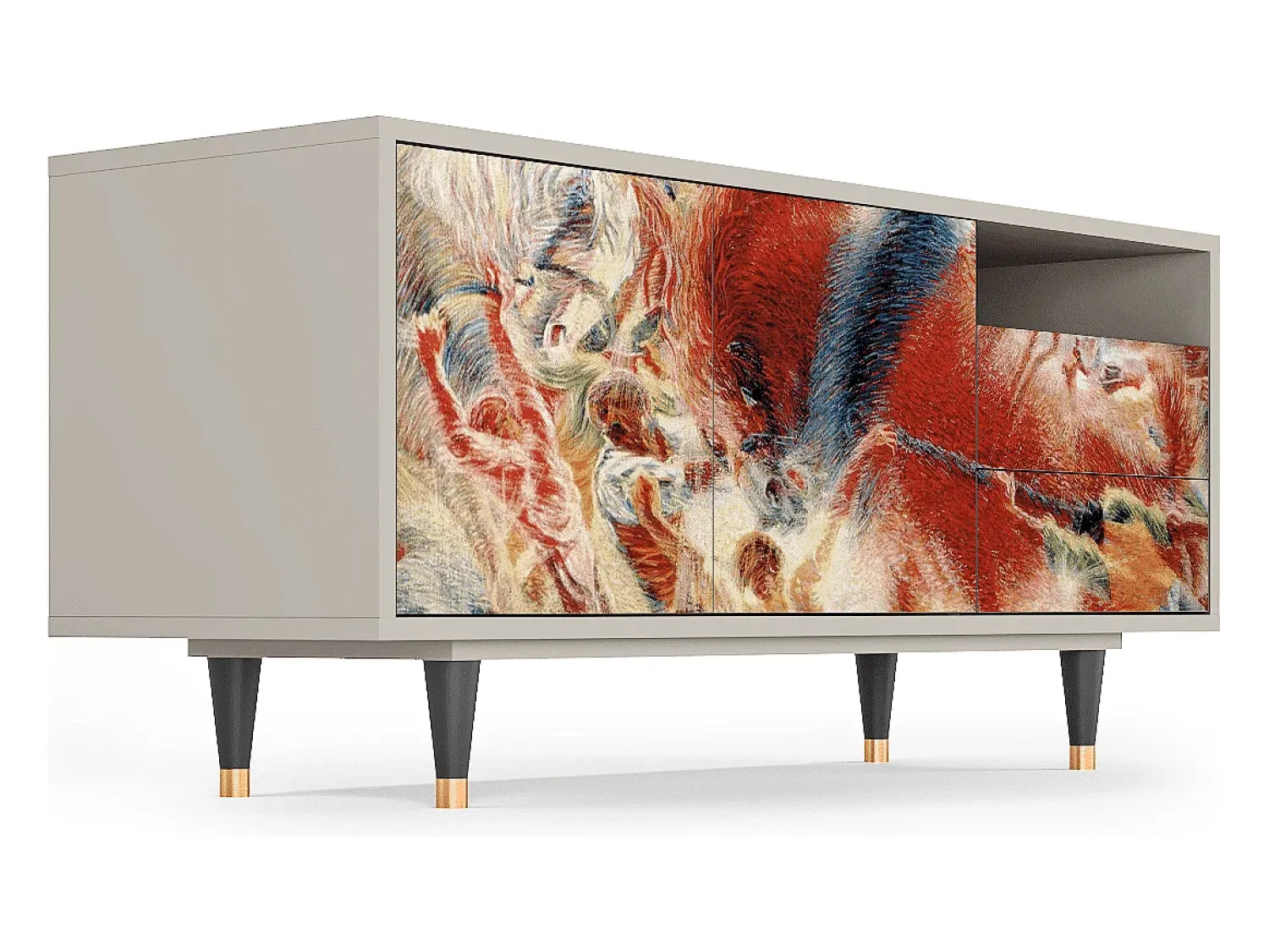 Móvel De Tv* Mueble de TV - 125х56х41 cm - T7 - The City Rises, Areia Bege