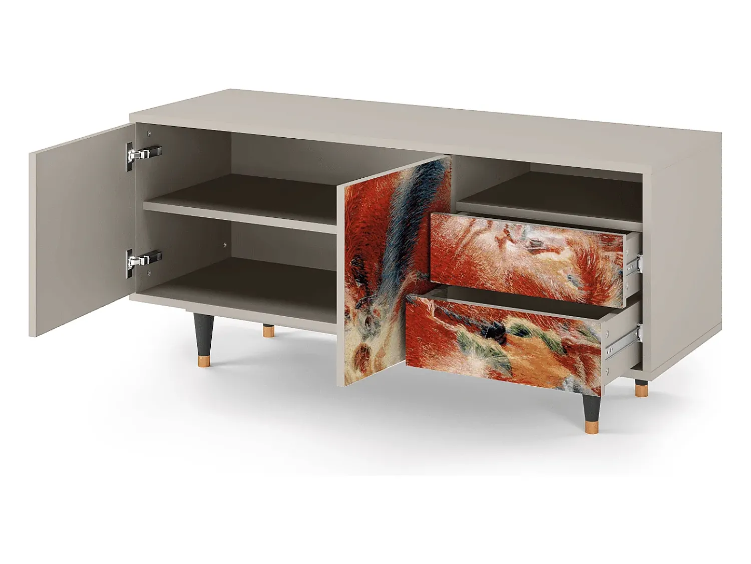 Móvel De Tv* Mueble de TV - 125х56х41 cm - T7 - The City Rises, Areia Bege