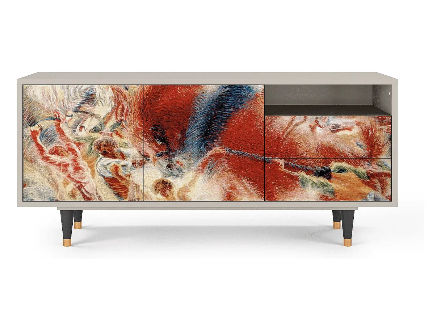 Móvel De Tv* Mueble de TV - 125х56х41 cm - T7 - The City Rises, Areia Bege