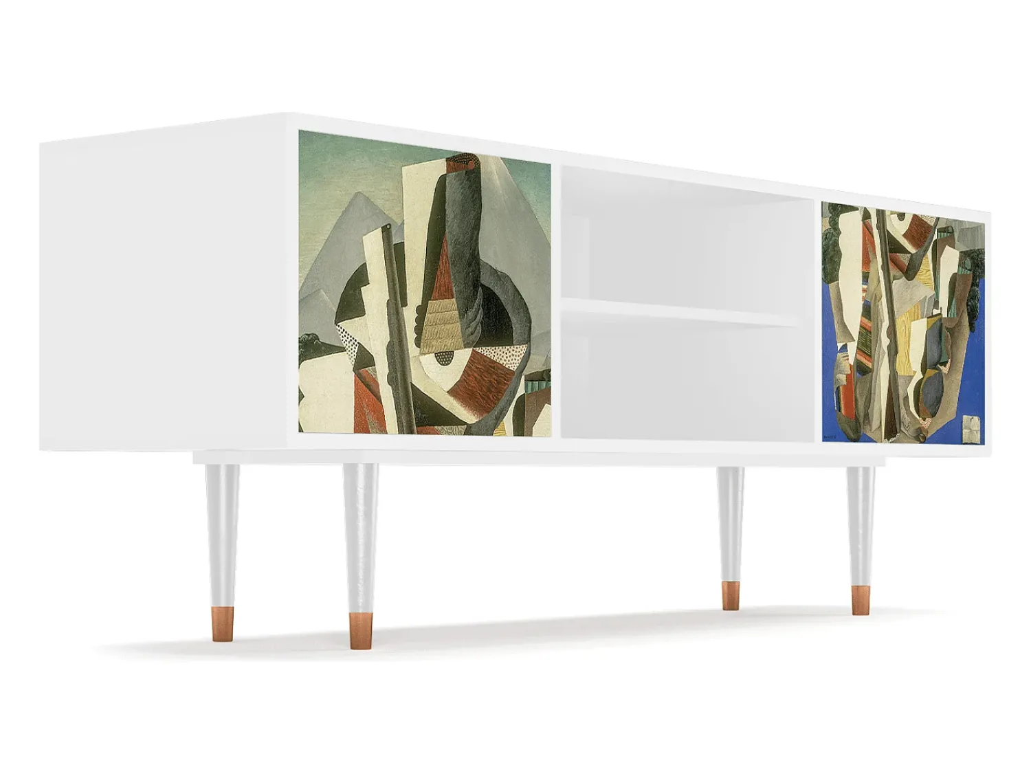 Móvel De Tv* Mueble de TV - 170х69х48 cm - T2 - The Cubist Paintings , Branco Bege