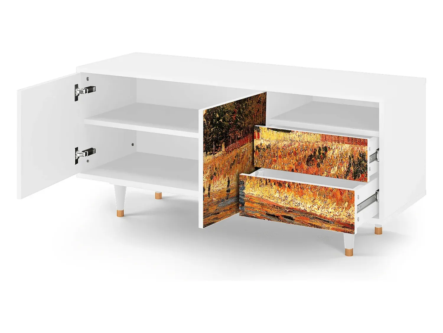 Móvel De Tv* Mueble de TV - 125х56х41 cm - T7 - The Banks, Branco Bege