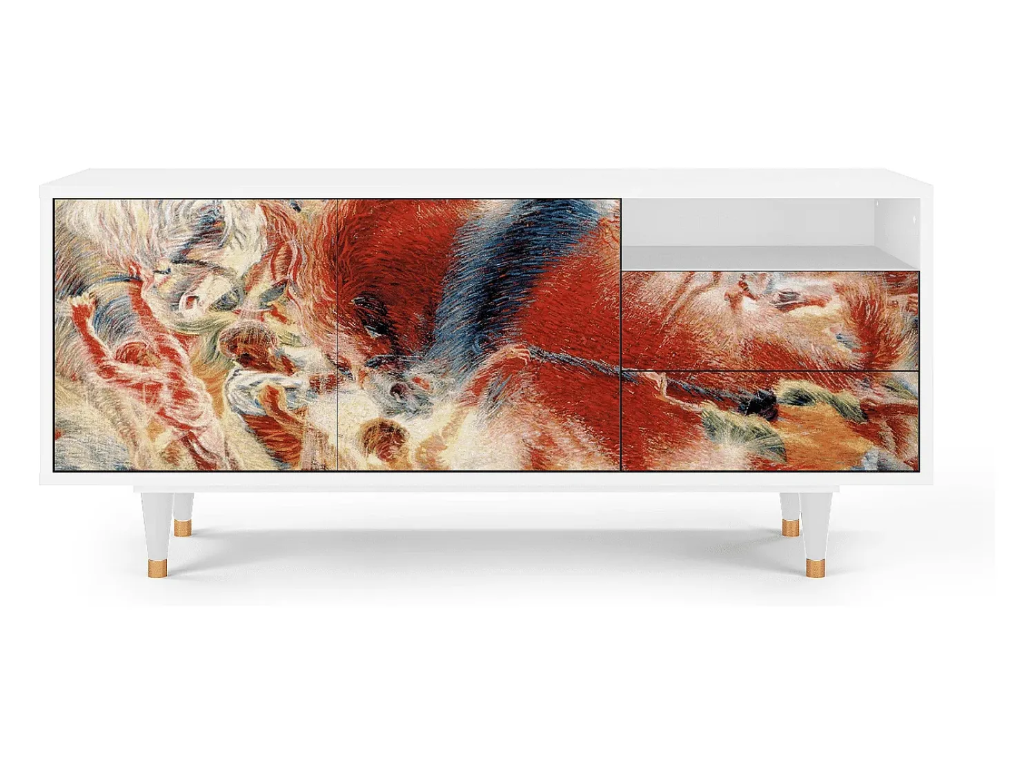Mueble de TV - 125х56х41 cm - T7 - The City Rises, Branco^ Móvel De Tv