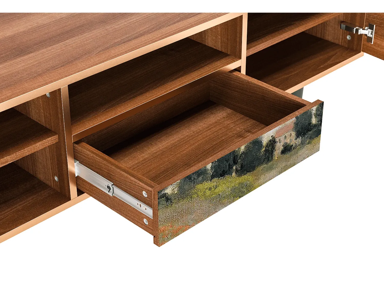 Móvel De Tv* Mueble de TV - 170х59х41 cm - T6 - The Poppy Field , Nogueira Castanho