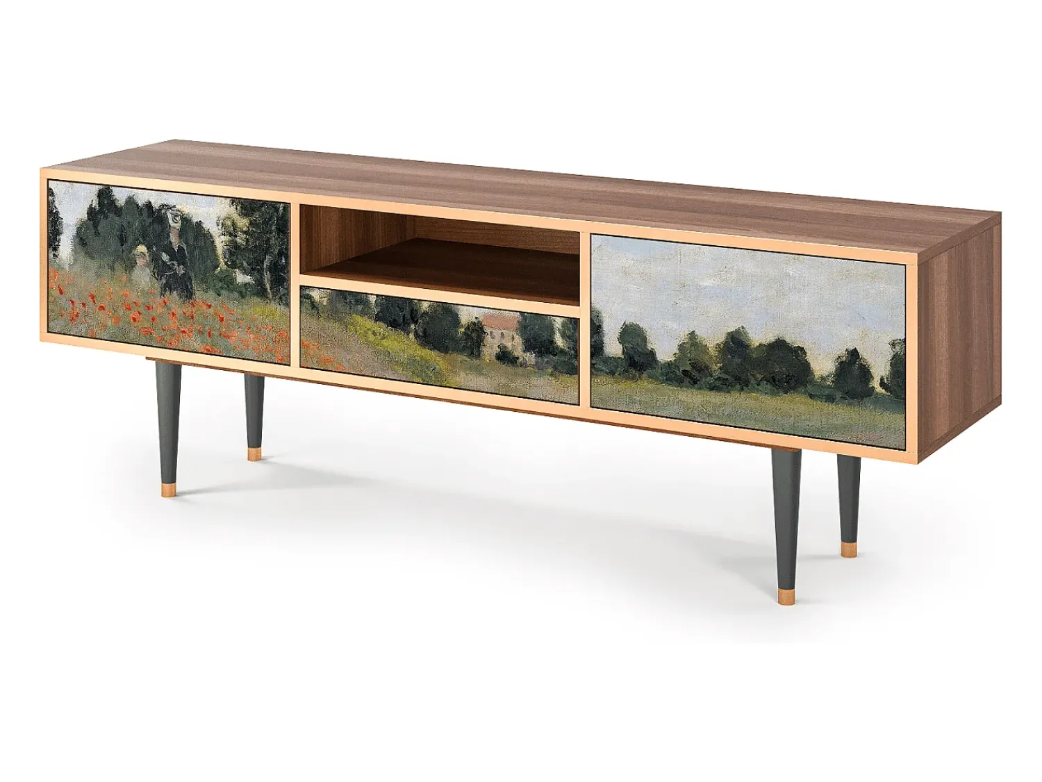 Móvel De Tv* Mueble de TV - 170х59х41 cm - T6 - The Poppy Field , Nogueira Castanho