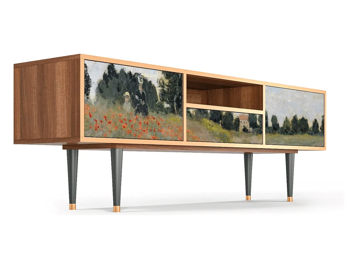 Móvel De Tv* Mueble de TV - 170х59х41 cm - T6 - The Poppy Field , Nogueira Castanho