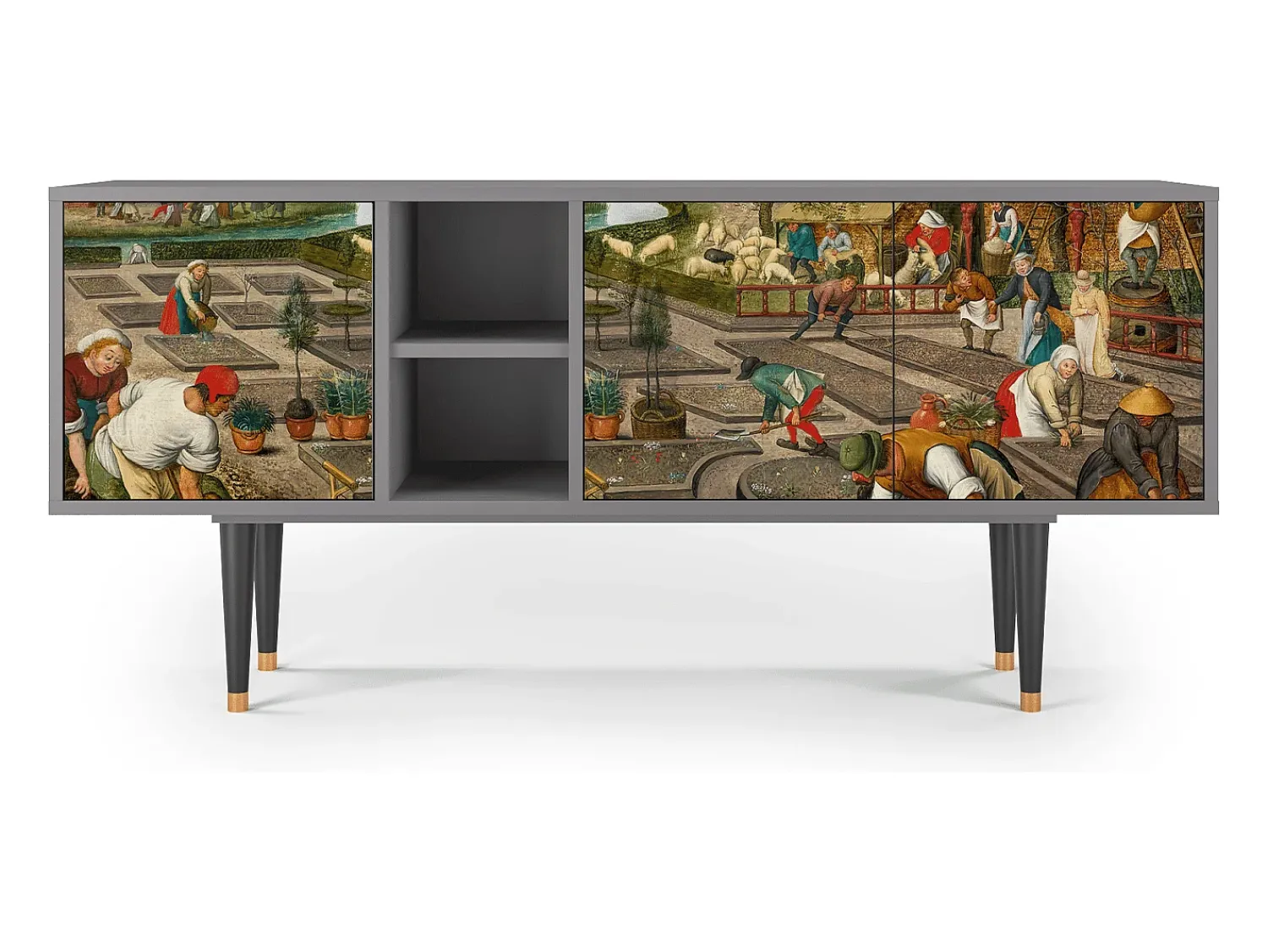 Móvel De Tv| Mueble de TV - 150х69х41 cm - T5 - The Younger - Spring, Cinza Cinzento