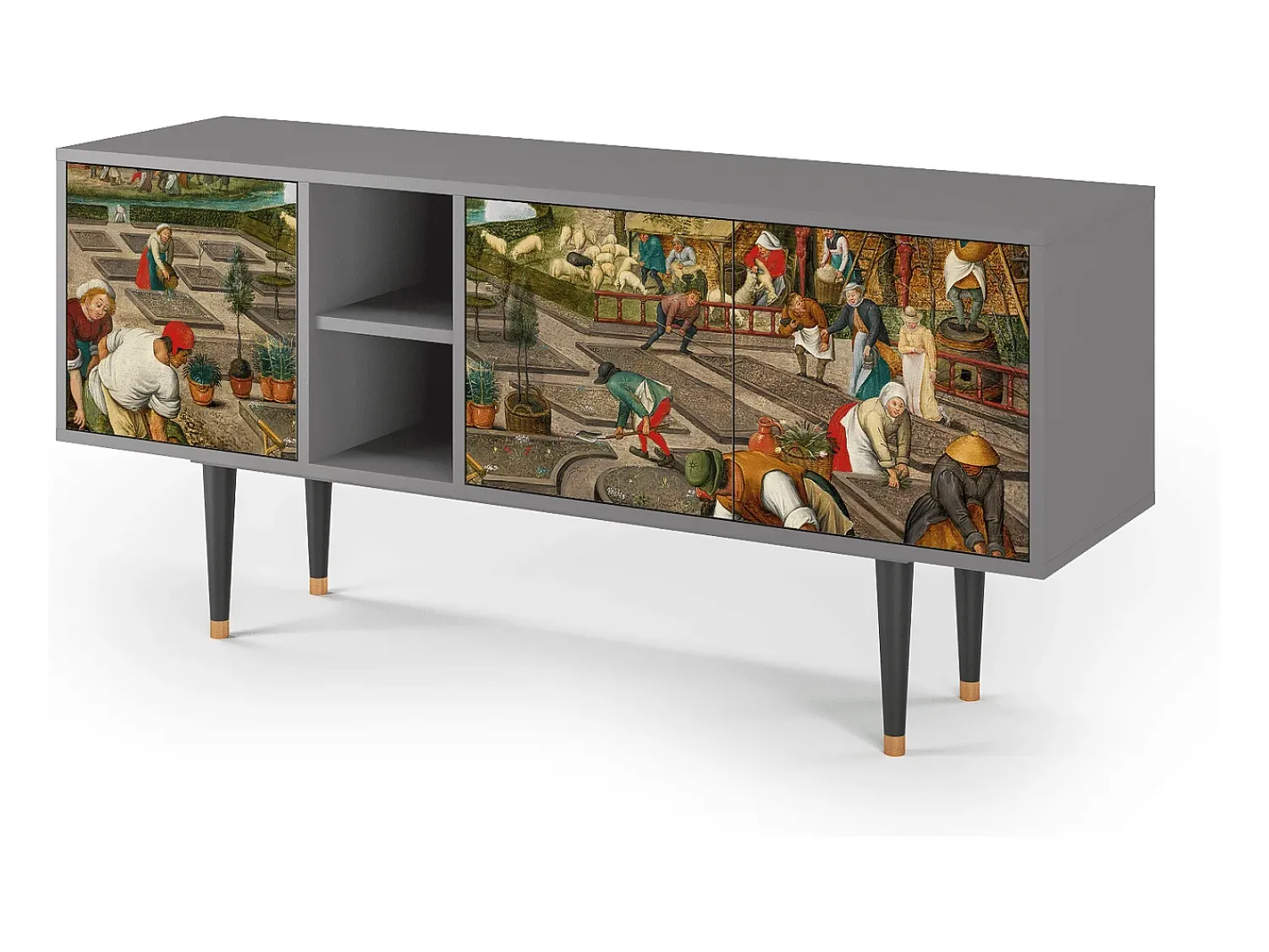 Móvel De Tv| Mueble de TV - 150х69х41 cm - T5 - The Younger - Spring, Cinza Cinzento