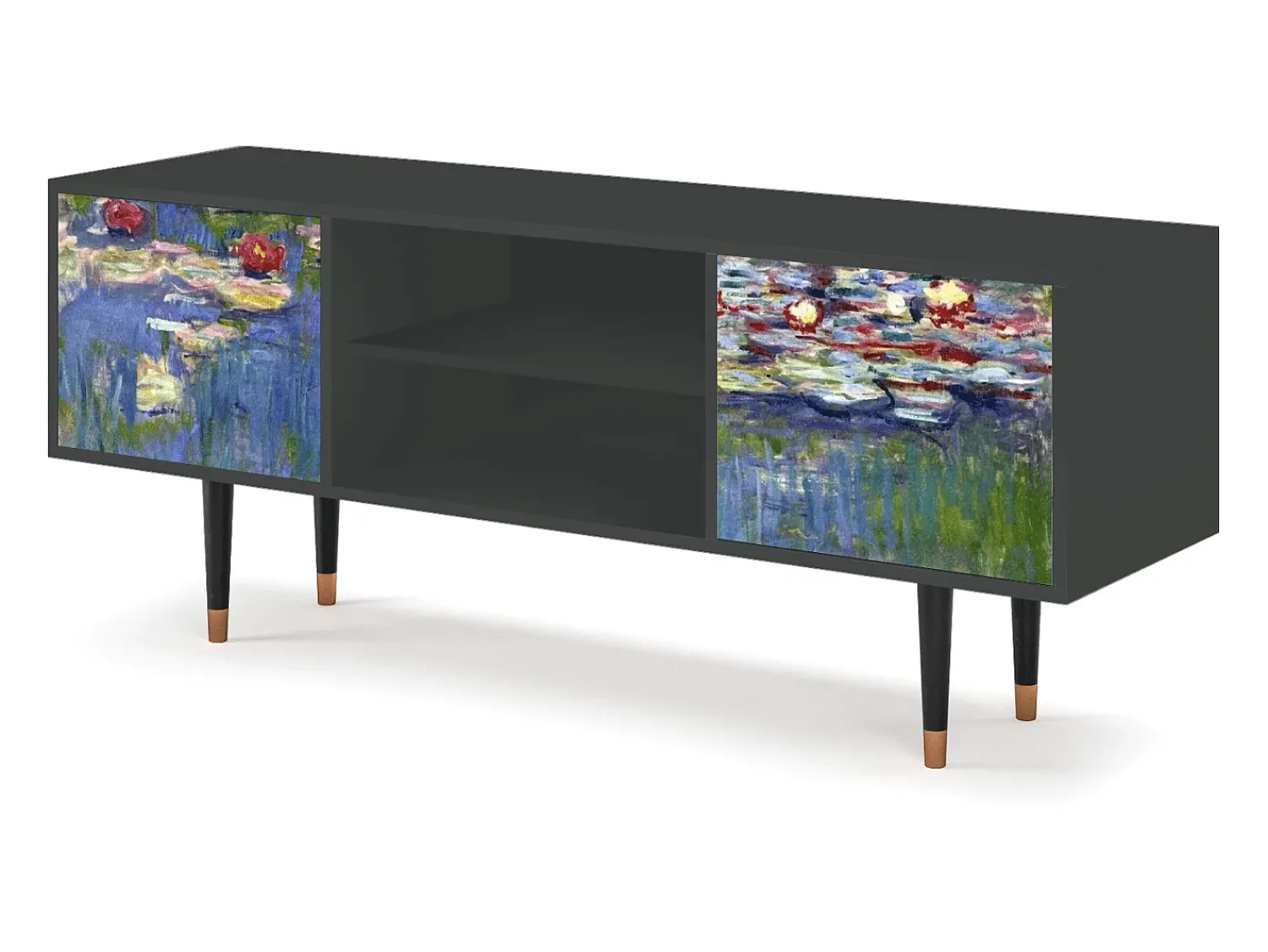 Móvel De Tv| Mueble de TV - 170х69х48 cm - T2 - The water lily pond , Antracite Cinza antracite
