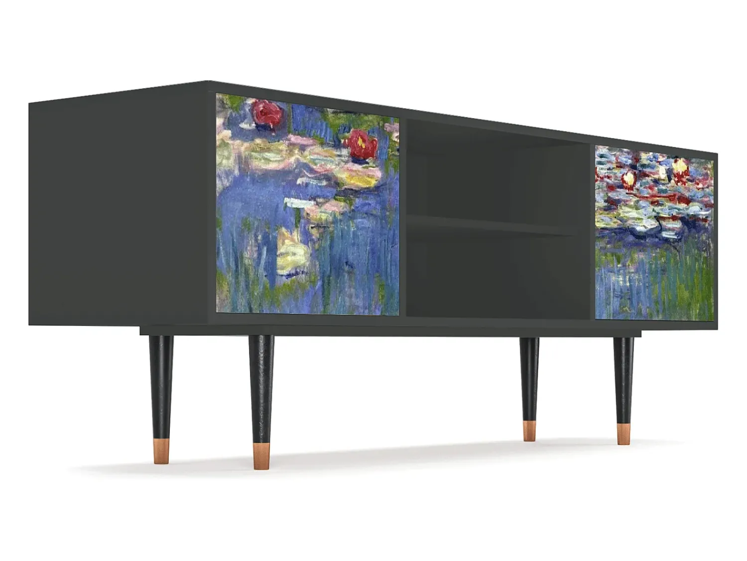 Móvel De Tv| Mueble de TV - 170х69х48 cm - T2 - The water lily pond , Antracite Cinza antracite