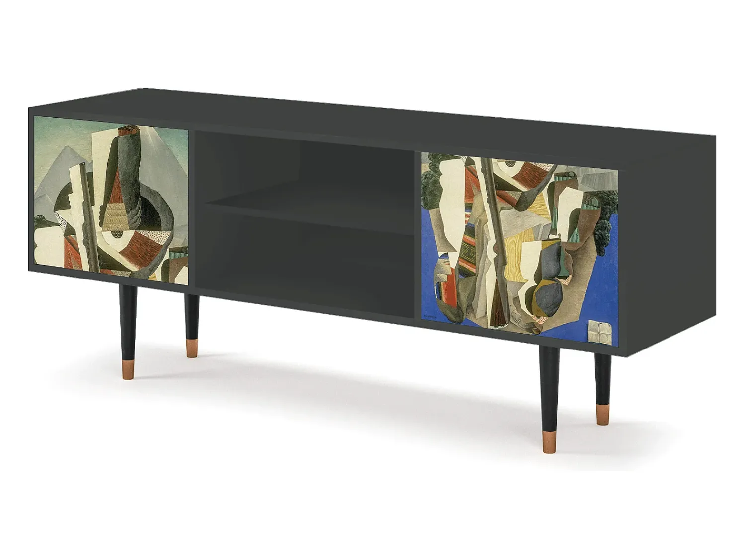 Clearance Mueble de TV - 170х69х48 cm - T2 - The Cubist Paintings , Antracite Cinza antracite