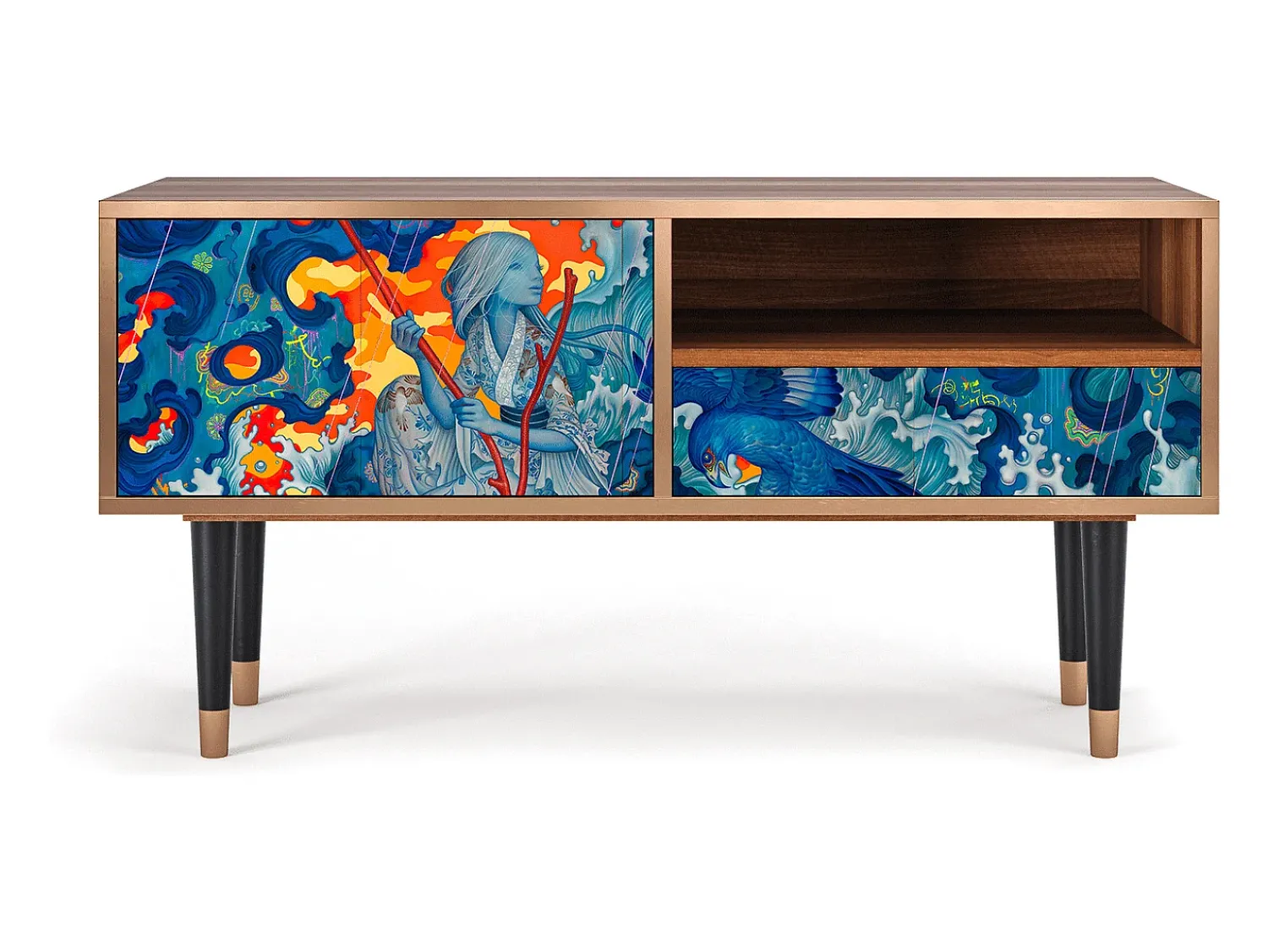 Mueble de TV - 115х59х48 cm - T3 - The Girl - James Jean, Nogueira^ Móvel De Tv
