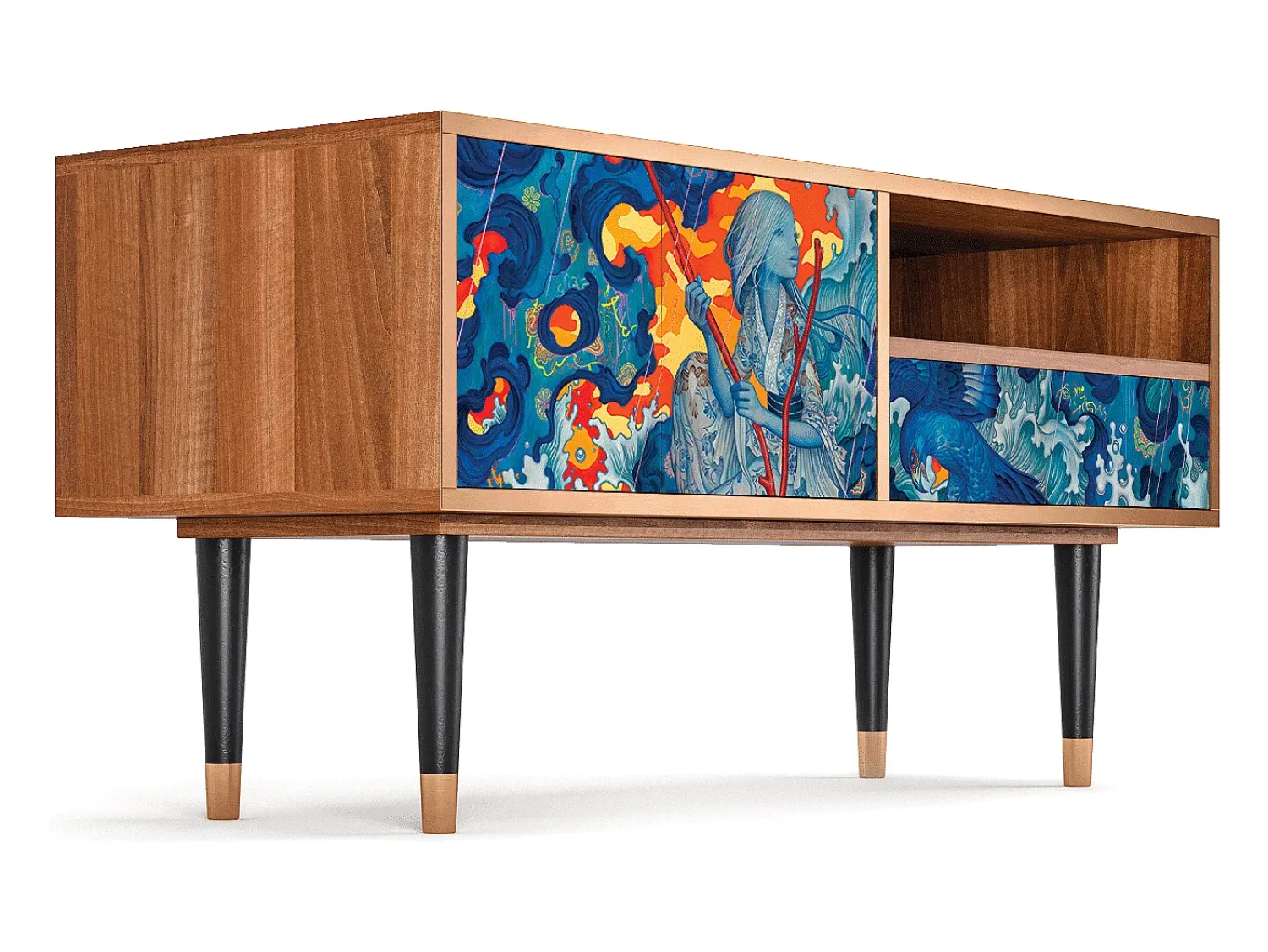Mueble de TV - 115х59х48 cm - T3 - The Girl - James Jean, Nogueira^ Móvel De Tv